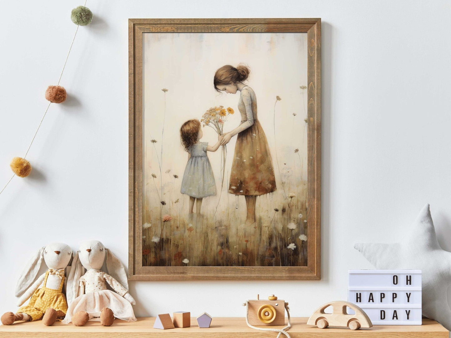 Mother Daughter Bond Wall Art, Floral Decor, Rustic Nursery Accent - WildfieldPrints