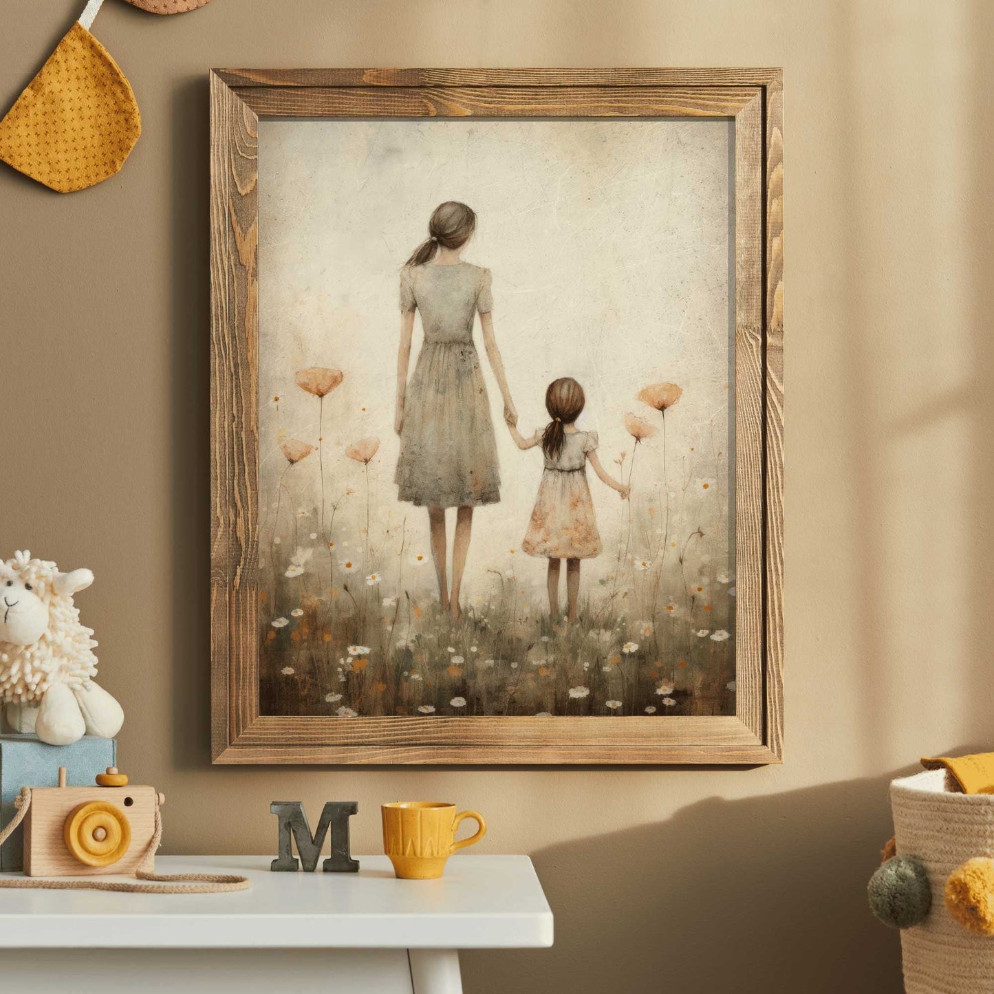 Mother Daughter Bond Wall Art, Floral Decor, Rustic Nursery Accent - WildfieldPrints