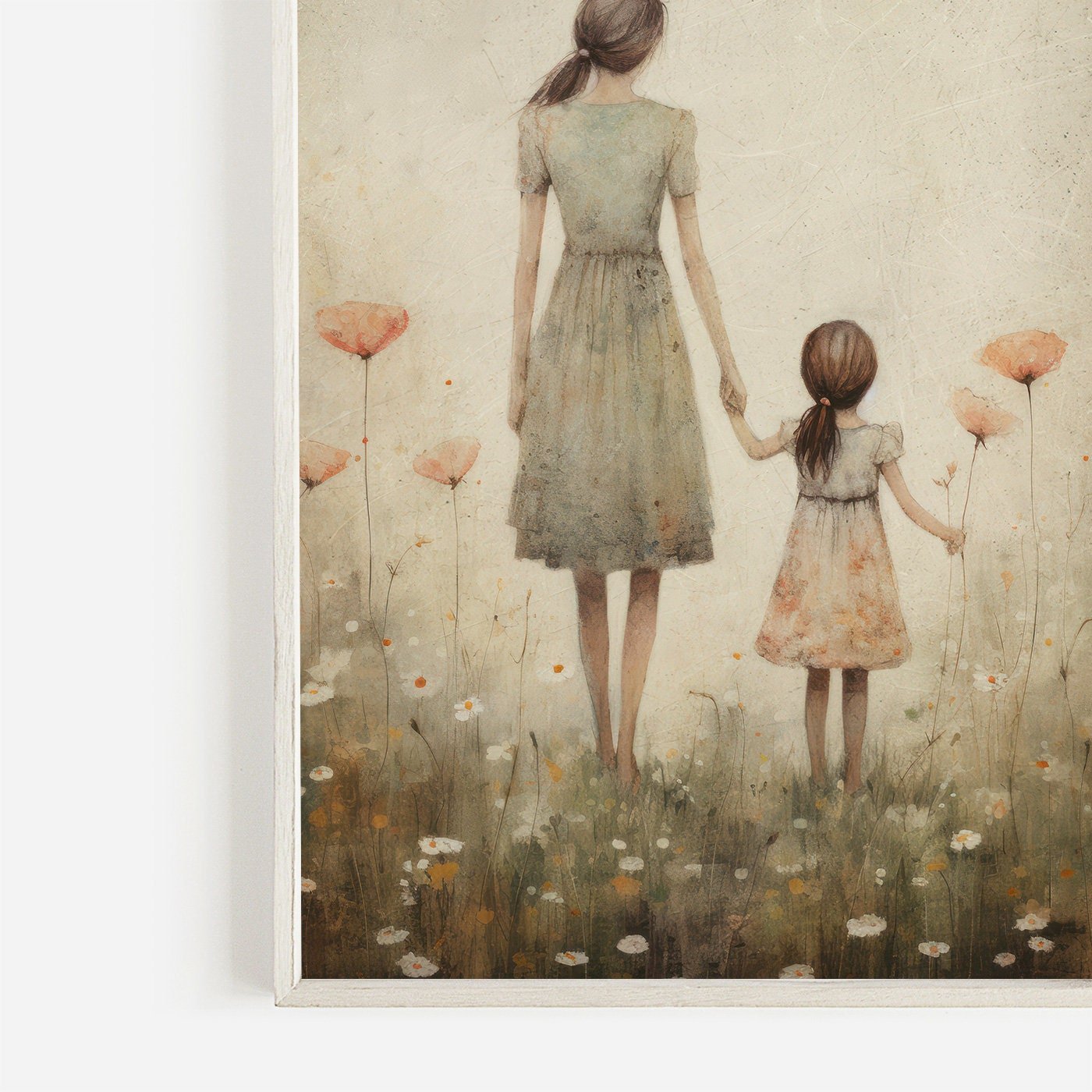 Mother Daughter Bond Wall Art, Floral Decor, Rustic Nursery Accent - WildfieldPrints