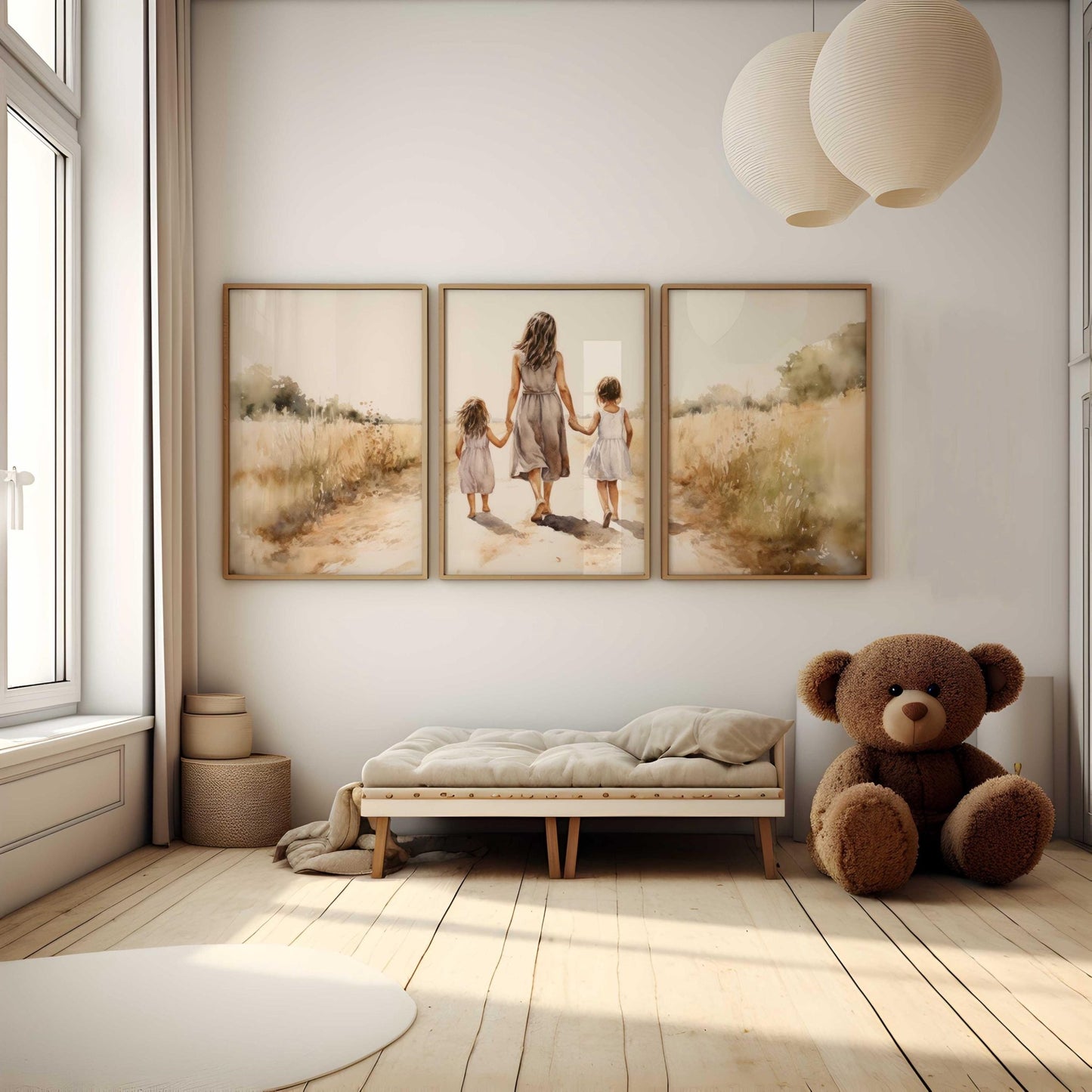 Mother Daughter Nursery Decor, Mom & Daughter Portraits, Country Art - WildfieldPrints