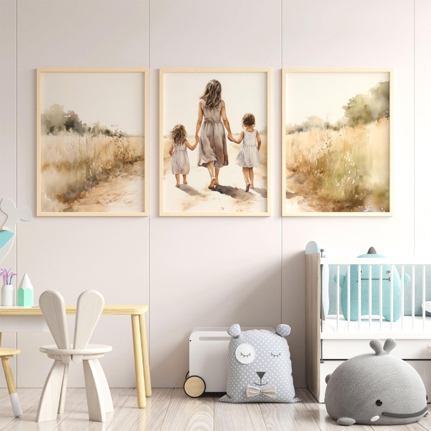 Mother Daughter Nursery Decor, Mom & Daughter Portraits, Country Art - WildfieldPrints