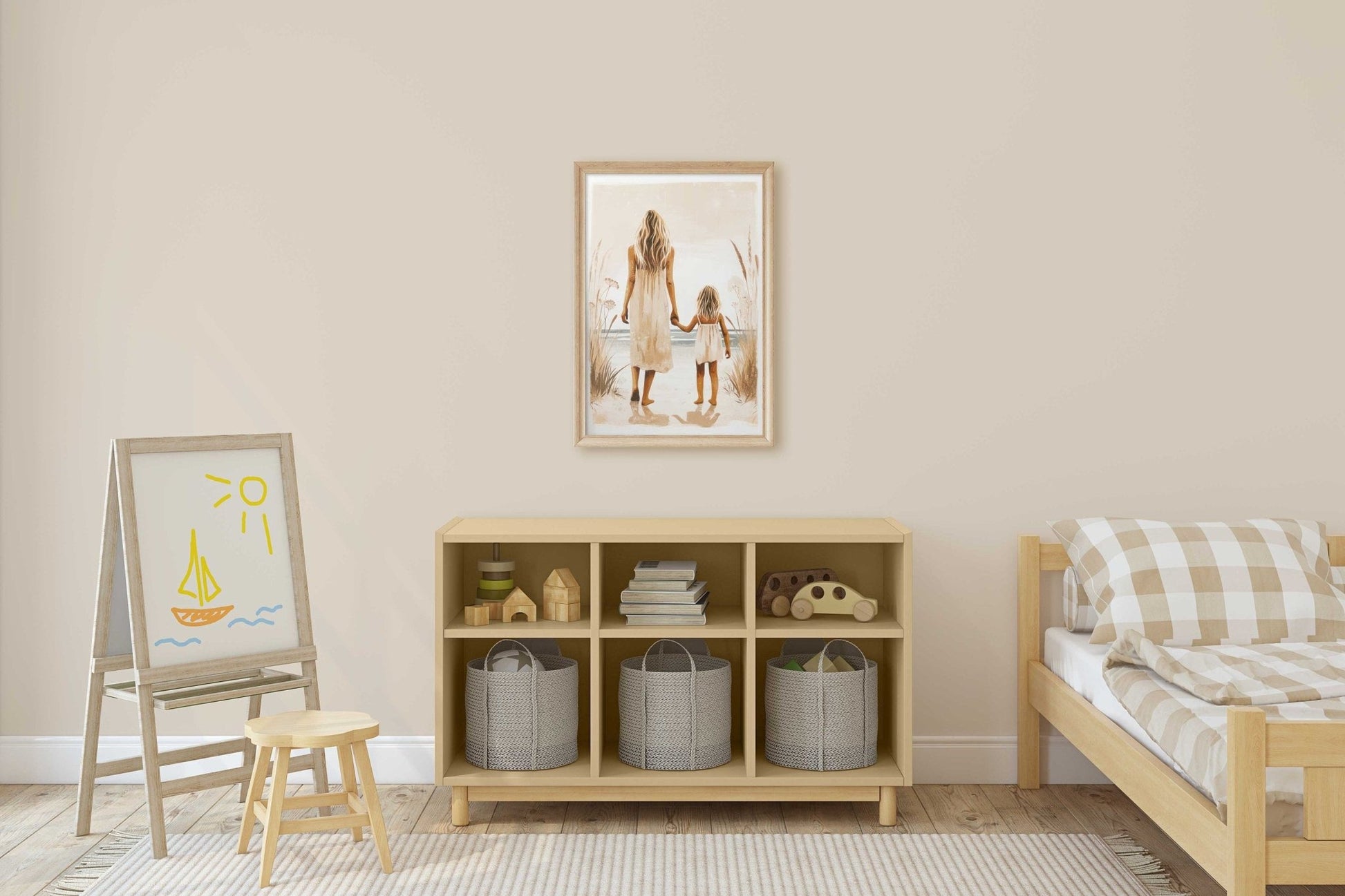 Mother & Daughter Wall Art, Beach Decor for Girls, Rustic Painting - WildfieldPrints