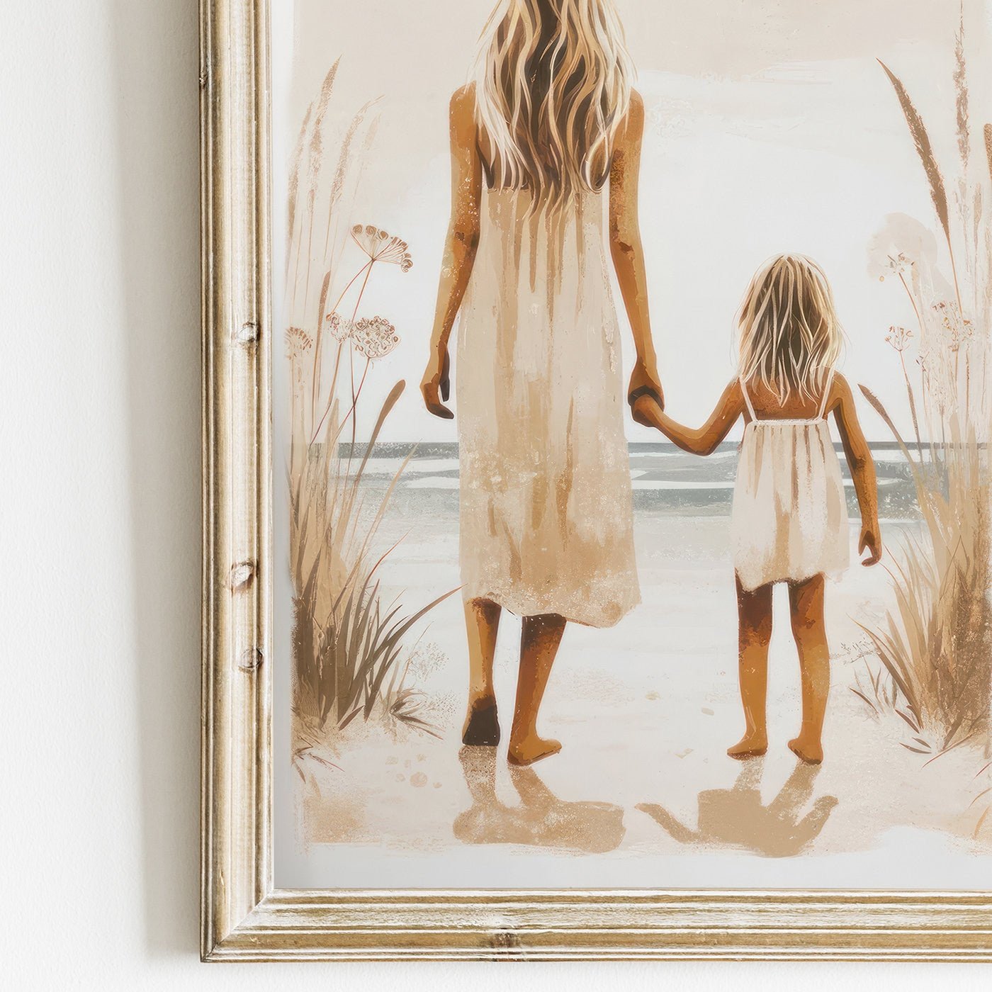 Mother & Daughter Wall Art, Beach Decor for Girls, Rustic Painting - WildfieldPrints