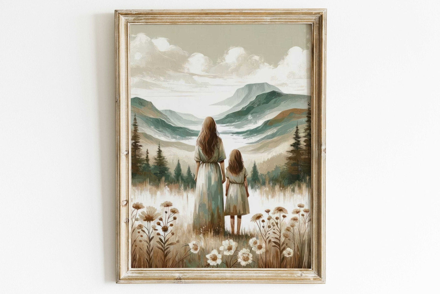 Mother Daughter Wall Art, Mom and Child Print, Family Decor - WildfieldPrints