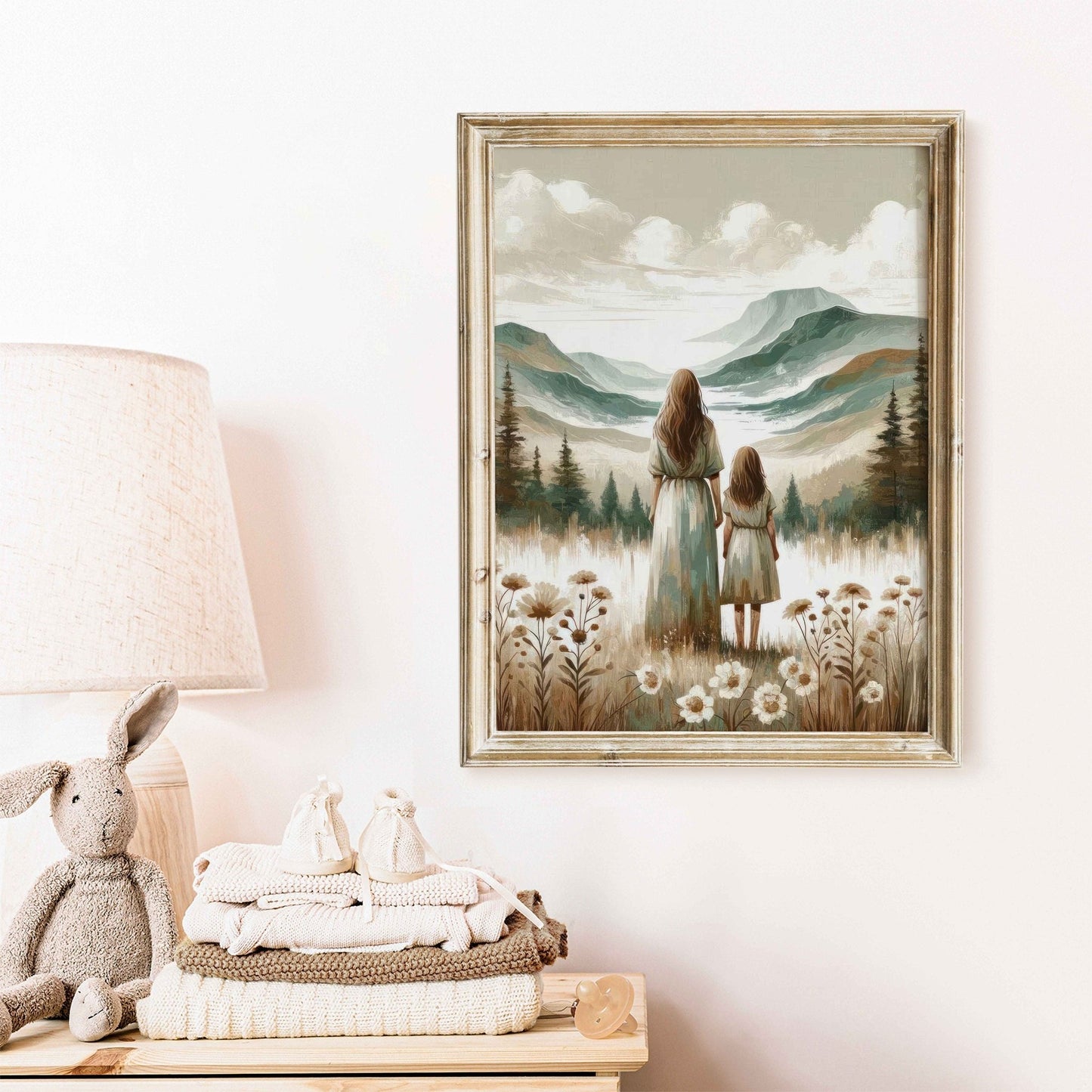 Mother Daughter Wall Art, Mom and Child Print, Family Decor - WildfieldPrints