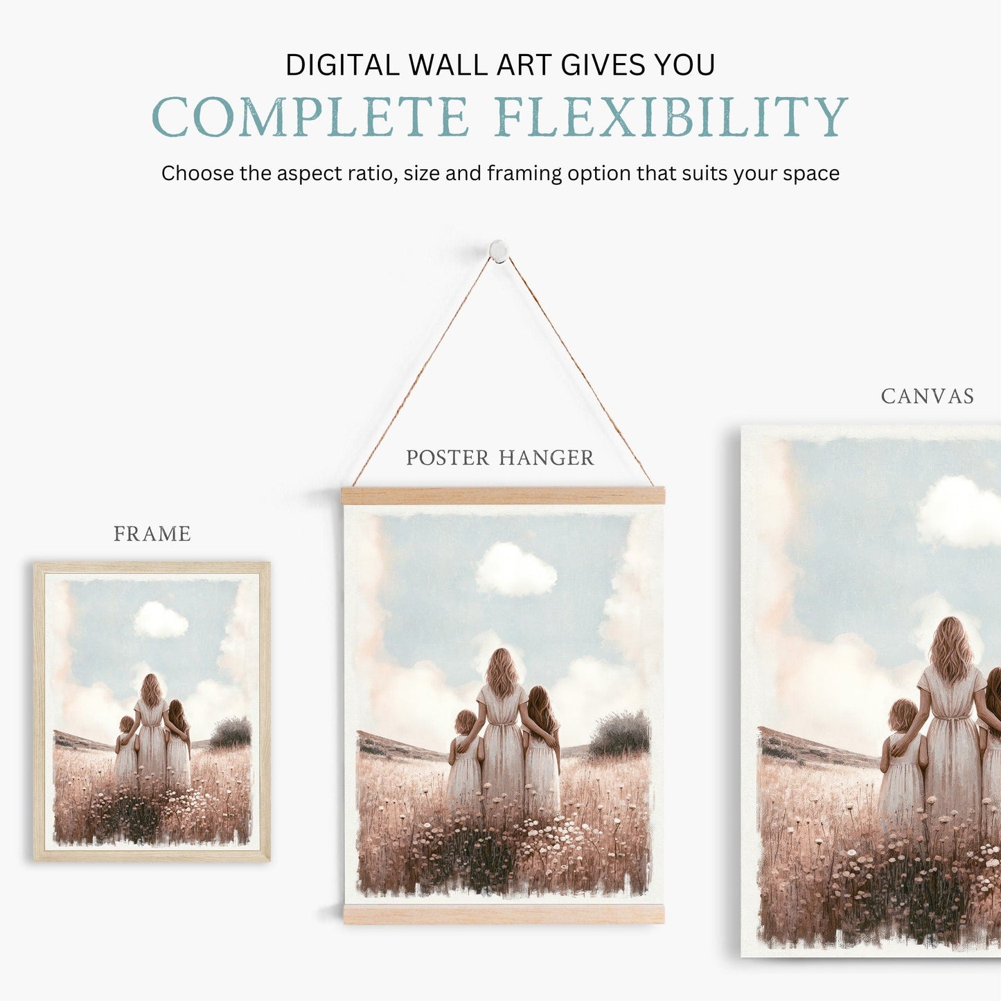 Mother & Daughter Wall Art, Sisters Print, Family Love Decor - WildfieldPrints