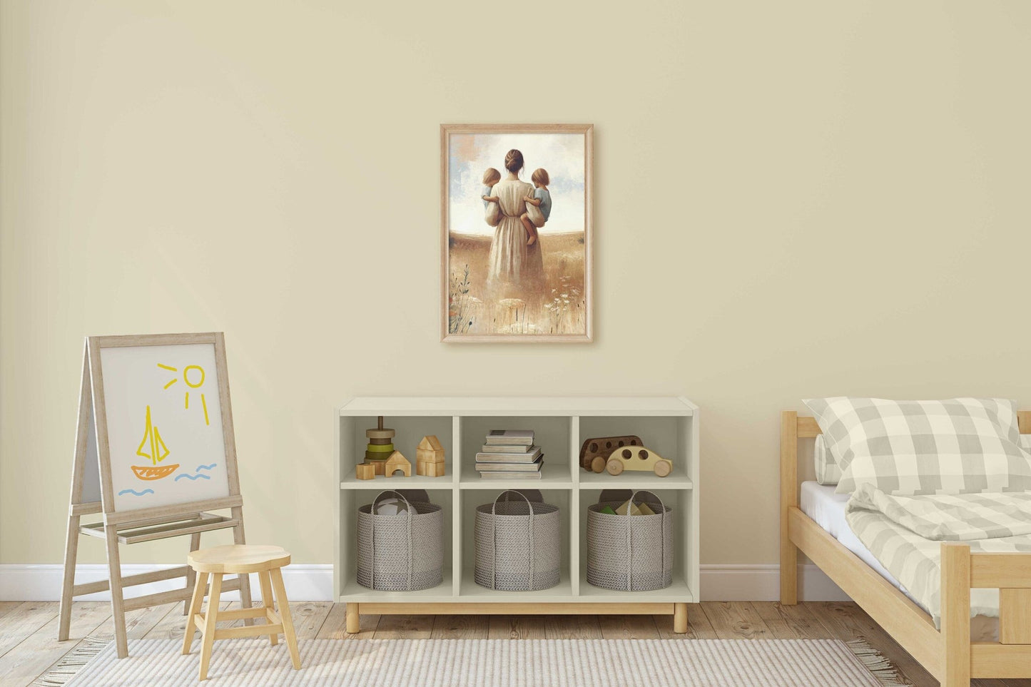 Mother & Daughters Wall Art, Twin Sister Decor, Family Love Print - WildfieldPrints