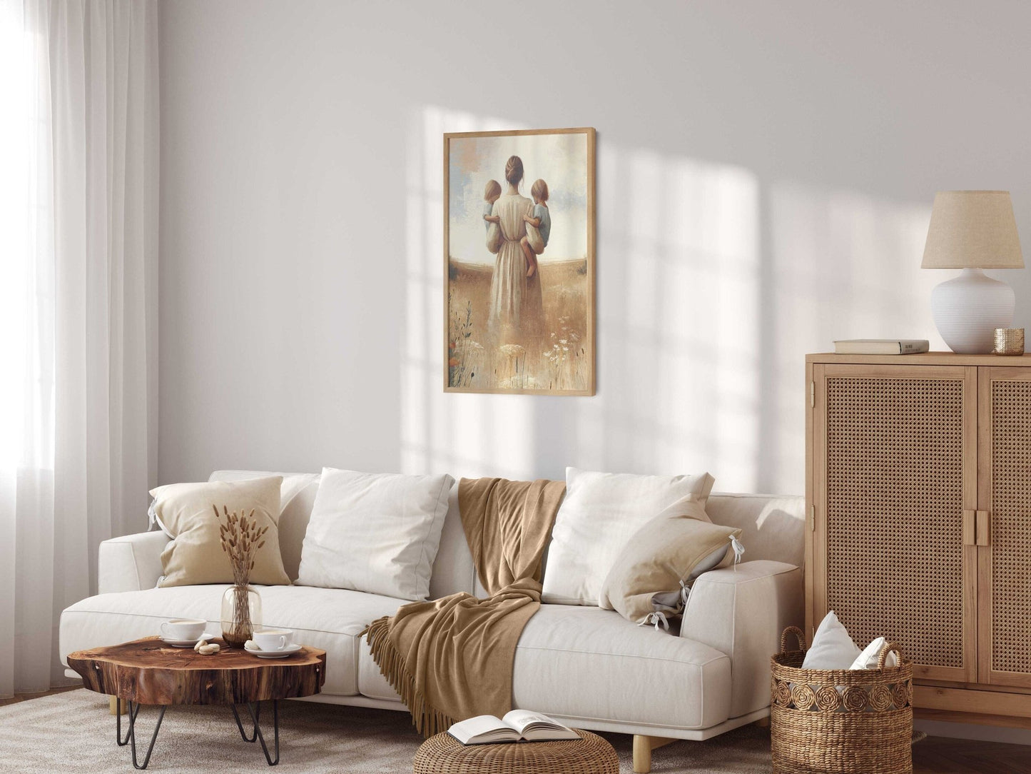 Mother & Daughters Wall Art, Twin Sister Decor, Family Love Print - WildfieldPrints
