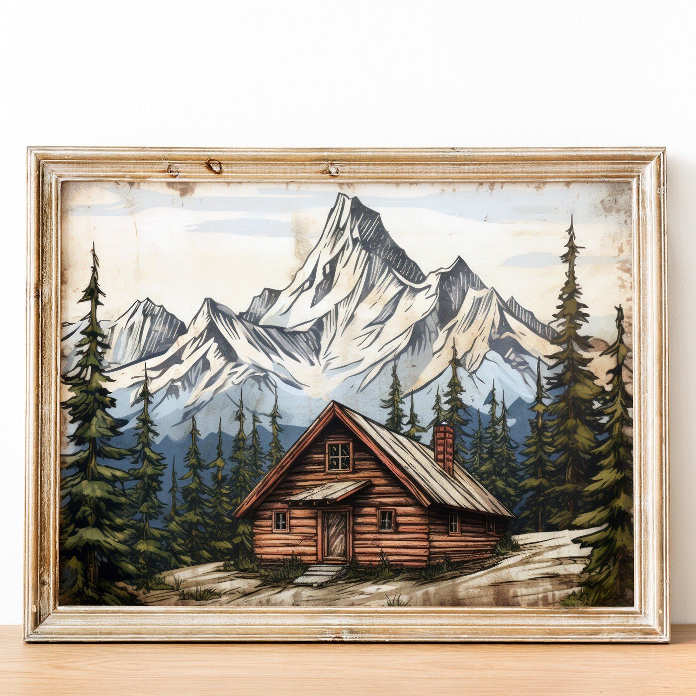 Mountain Cabin Art, Forest and Mountain Landscape Decor, Rustic Nature Gift - WildfieldPrints