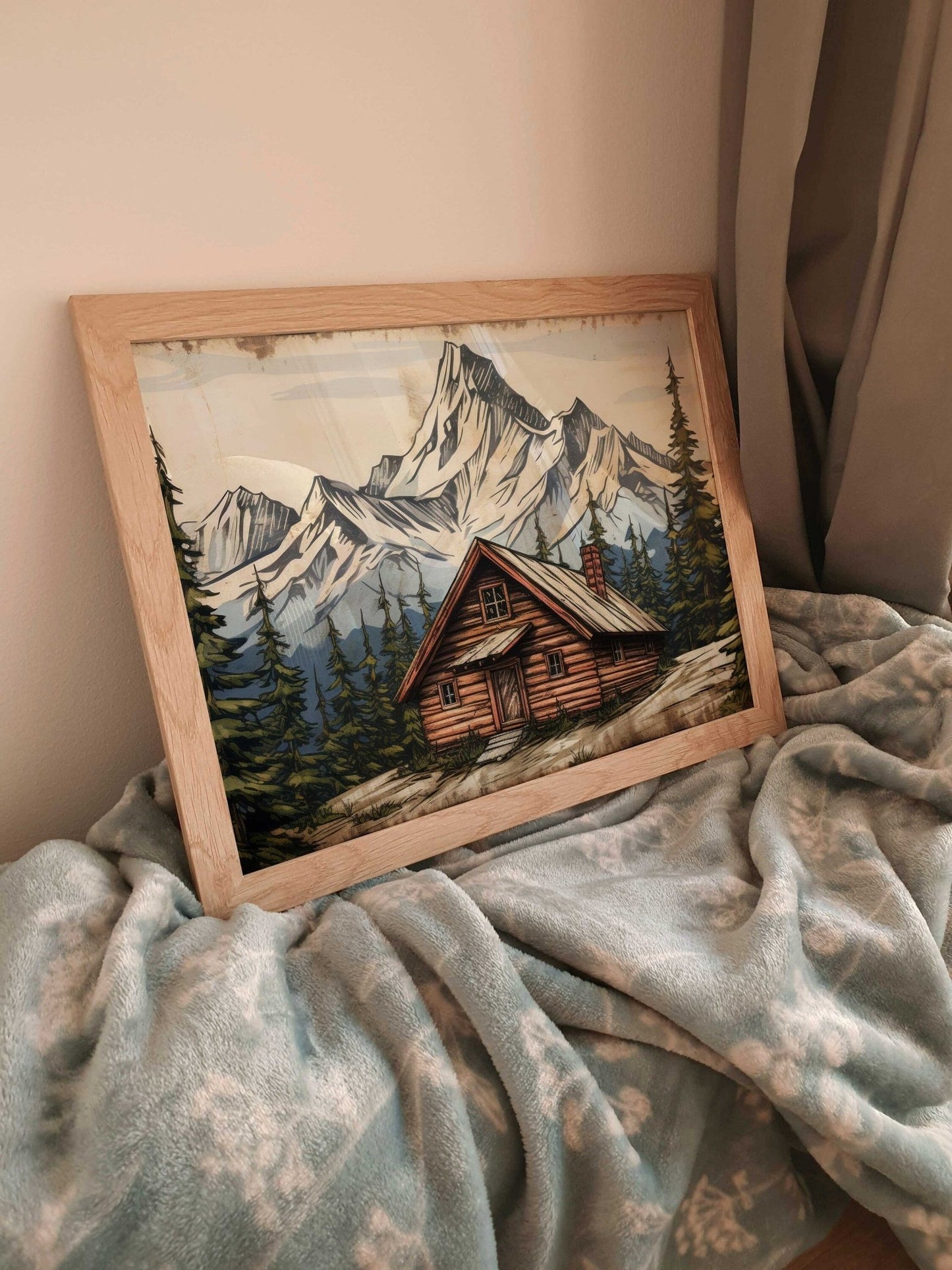 Mountain Cabin Art, Forest and Mountain Landscape Decor, Rustic Nature Gift - WildfieldPrints