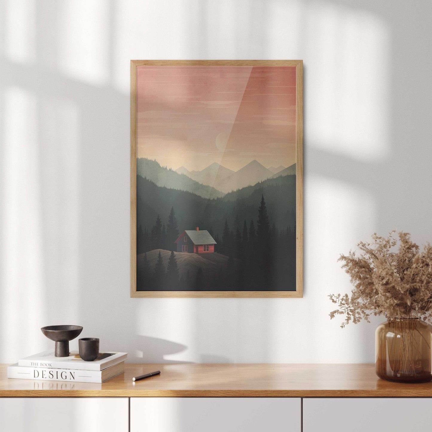 Mountain Cabin Art, Rustic Forest Decor, Nature Landscape Print - WildfieldPrints