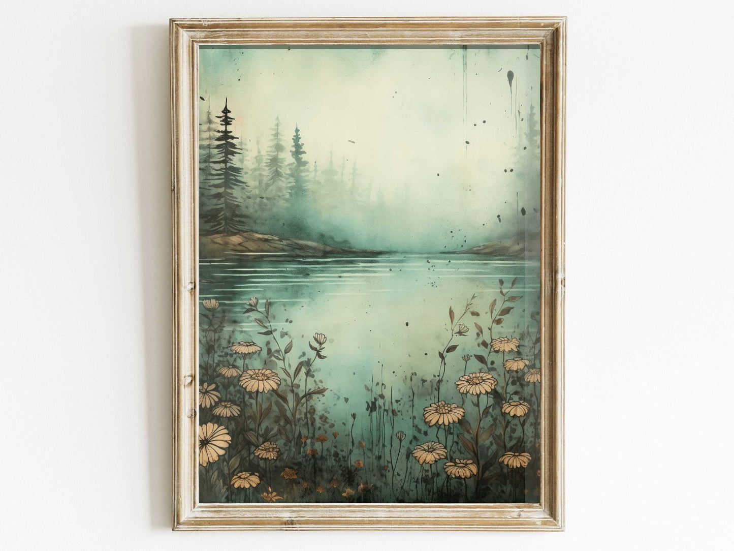 Mountain Landscape Art Print, Vintage Wildflower Artwork, Nature Decor - WildfieldPrints