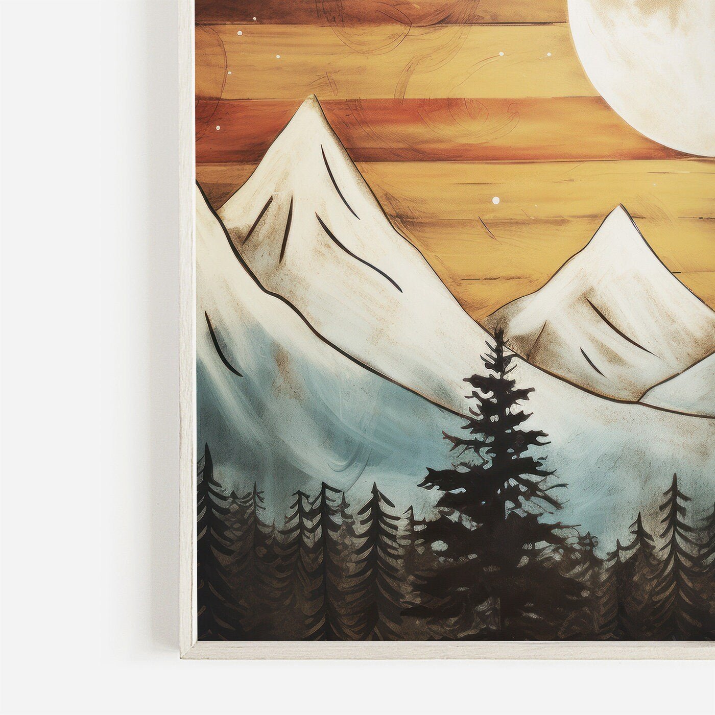 Mountain Landscape Print, Boho Wall Art, Forest & Cabin Decor - WildfieldPrints