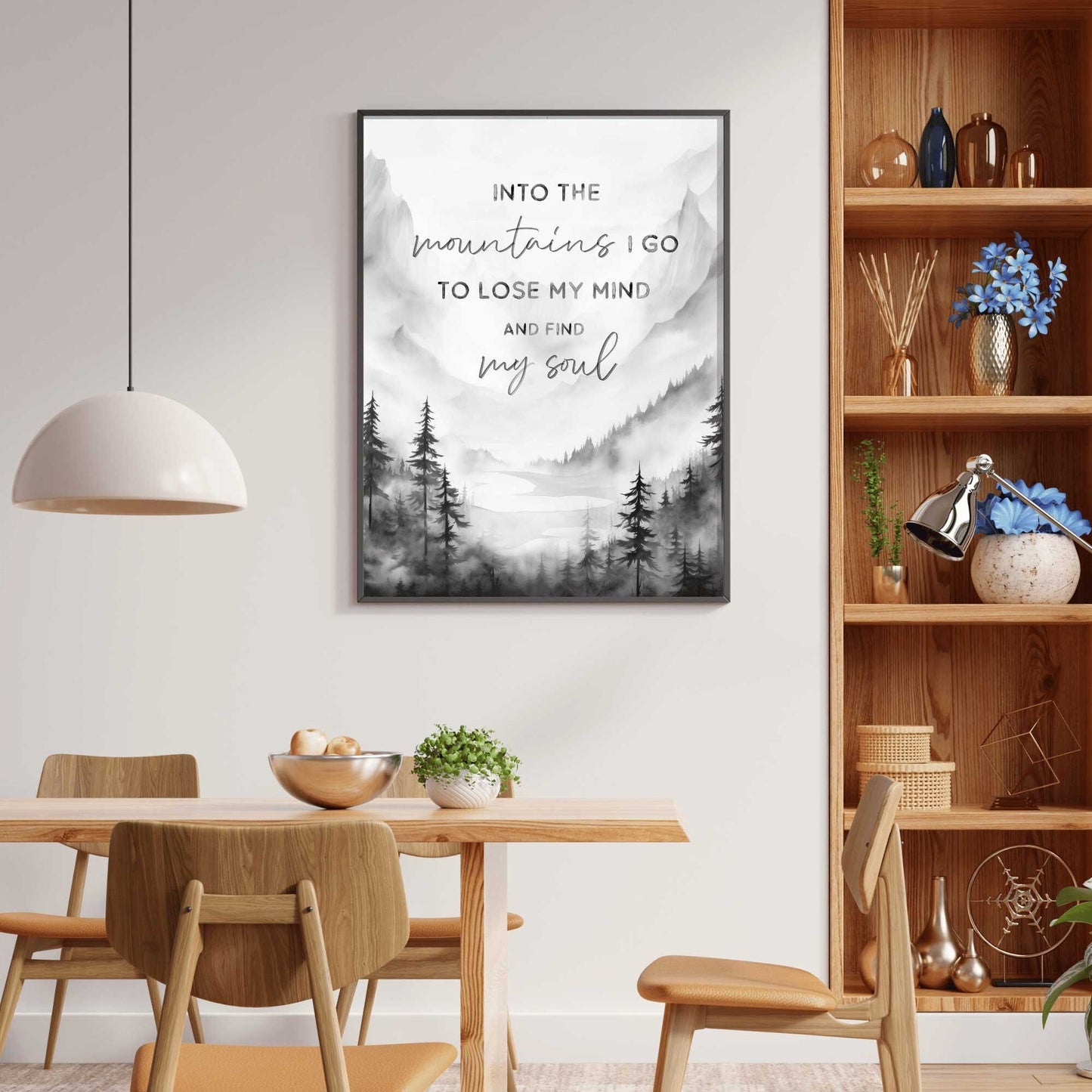Mountain Wall Art, Adventure & Hiking Quote Decor, Into the Mountains I Go - WildfieldPrints