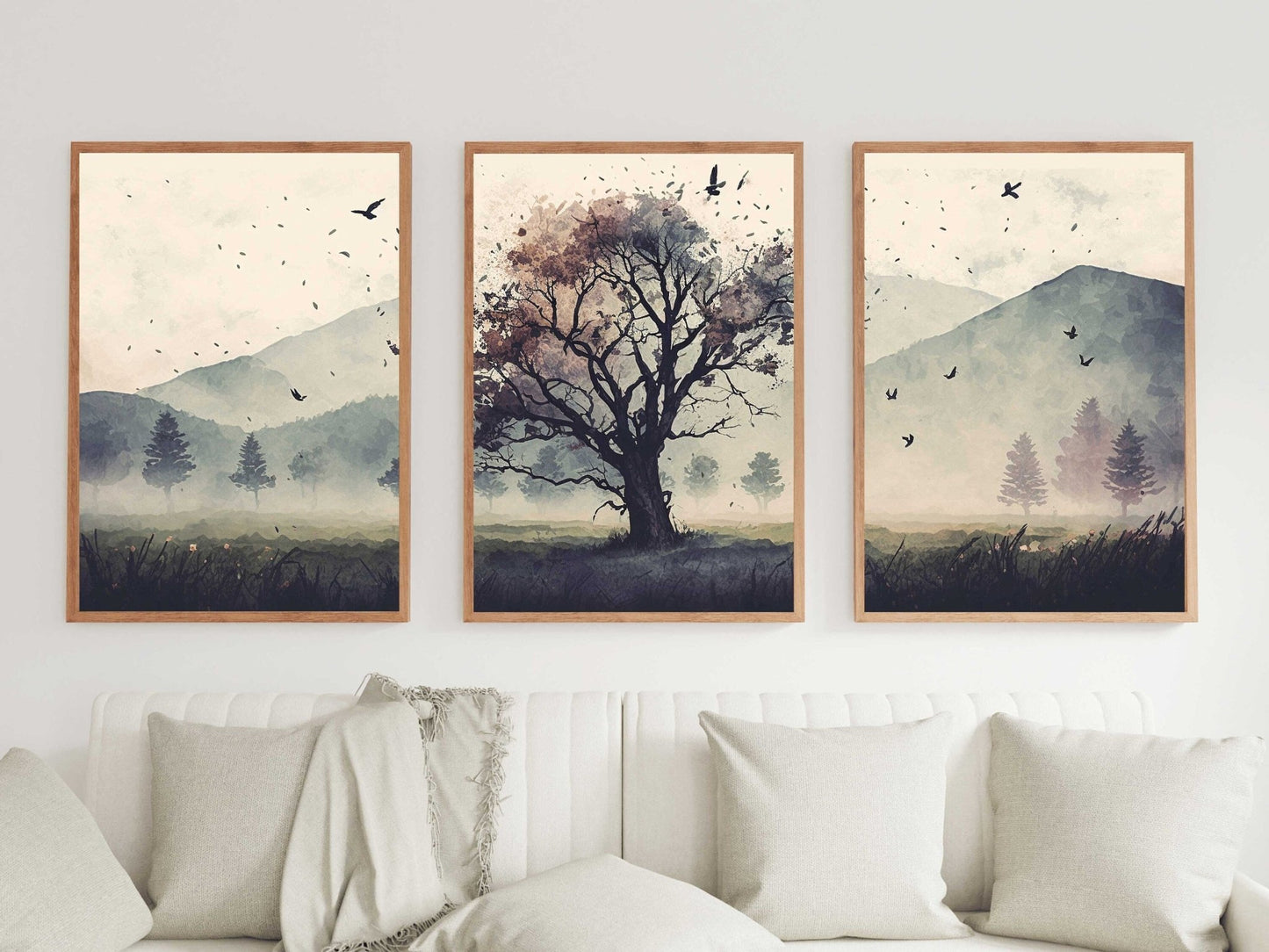 Mountain Wall Art, Oak Tree Print, Landscape Home Decor, Living Room Decor - WildfieldPrints