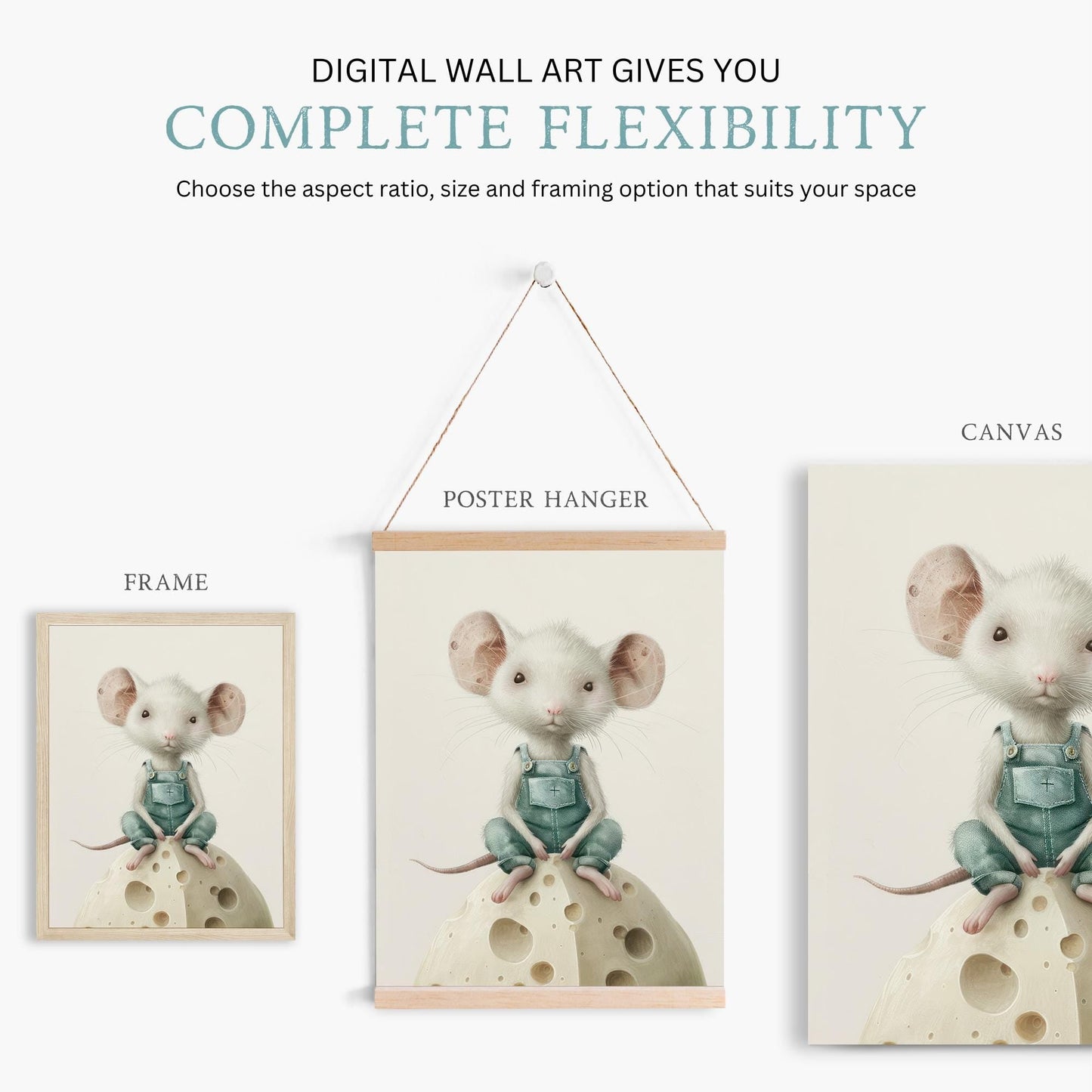 Mouse Nursery Decor, Whimsical Mouse Print, Animal Wall Art - WildfieldPrints