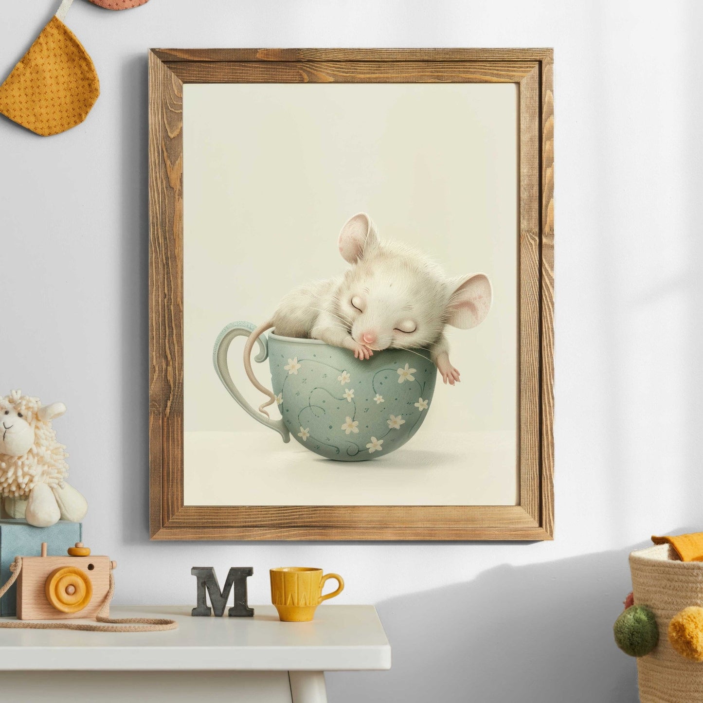 Mouse Nursery Print, Whimsical Mouse Art, Mouse in a Tea Cup, Animal Nursery Decor, Vintage Nursery, Girls Room Decor, PRINTABLE Animal Art - My Store