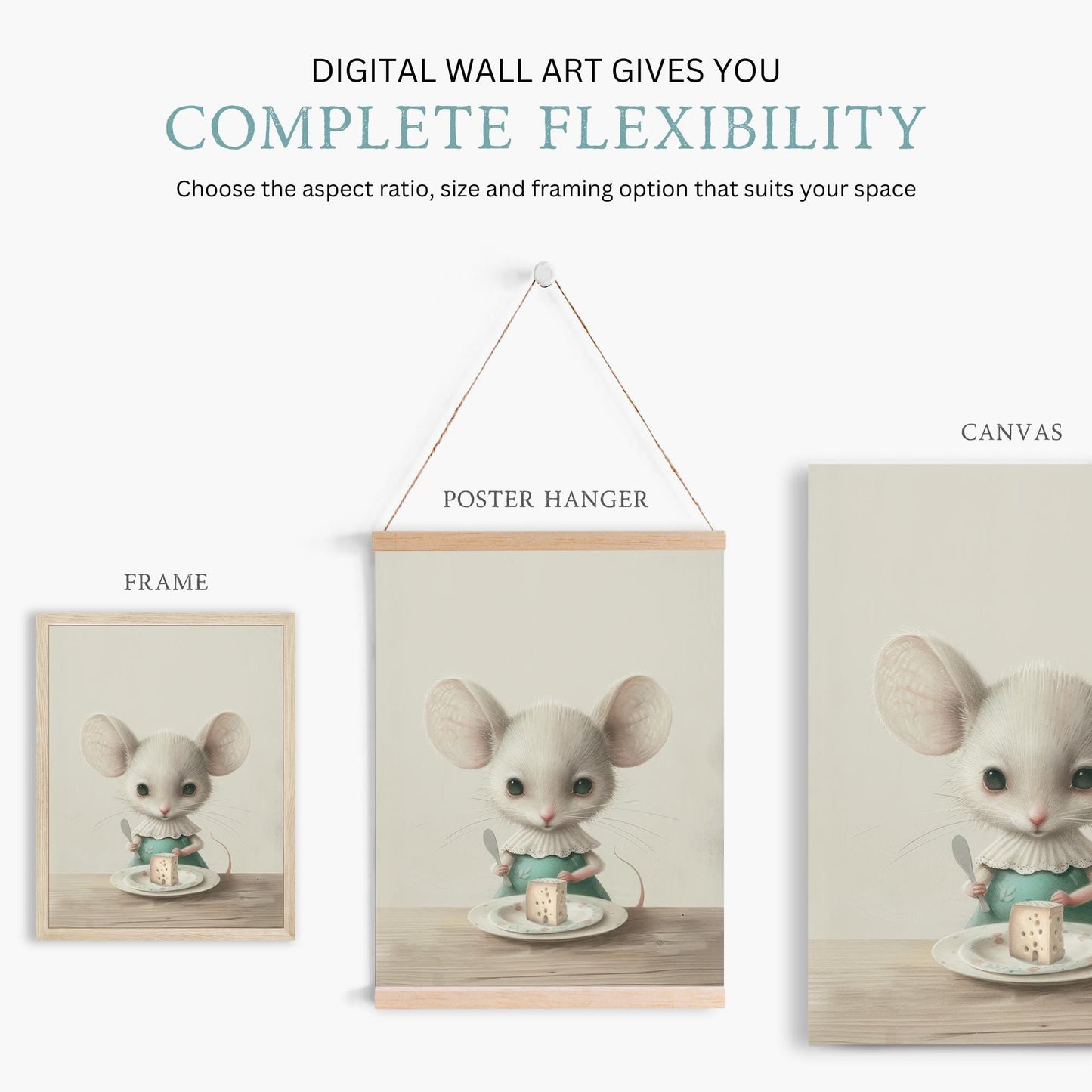 Mouse Nursery Prints, Whimsical Animal Decor, Vintage Girls Room Art - WildfieldPrints