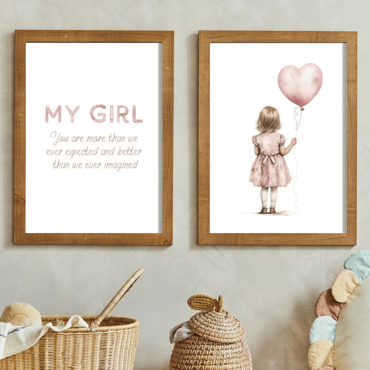 My Girl Nursery Quote Wall Art, Watercolor Playroom Decor, Baby Gift - WildfieldPrints
