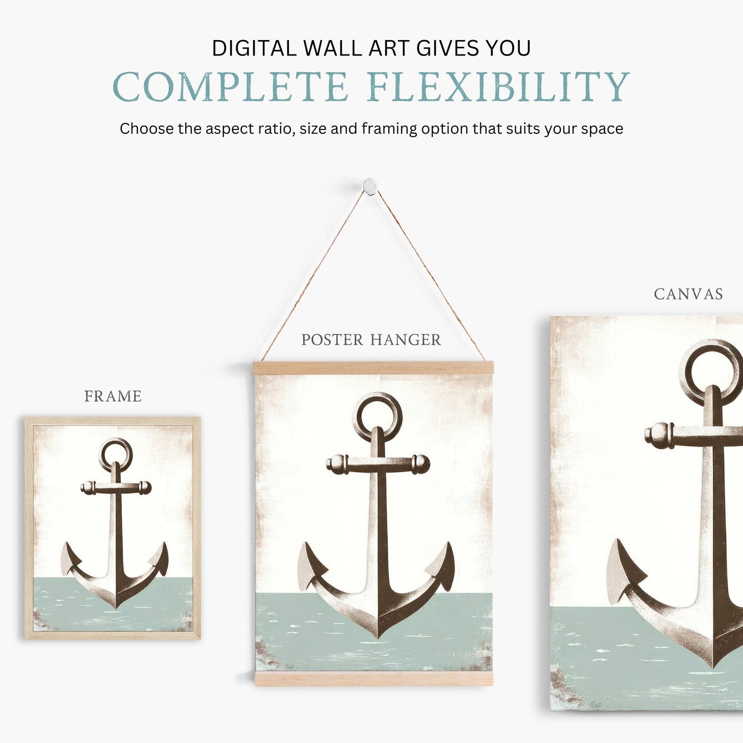 Nautical Anchor & Sailboat Prints, Ocean Theme Nursery Decor, Light Sage Green - WildfieldPrints