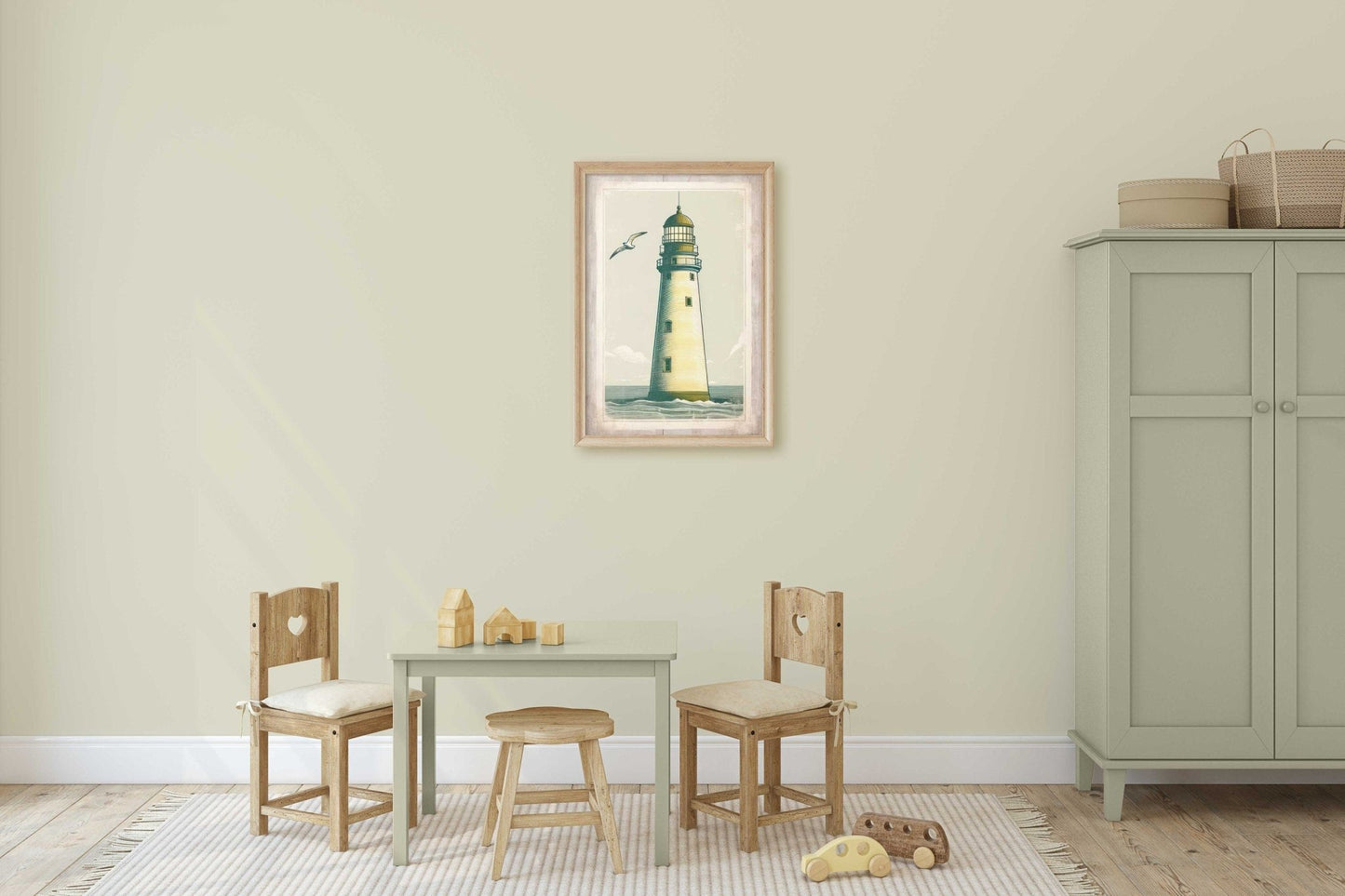 Nautical Nursery Decor, Vintage Coastal Art, Lighthouse Wall Print - WildfieldPrints