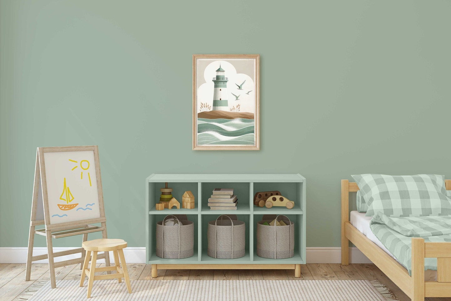 Nautical Nursery Decor, Vintage Coastal Art, Lighthouse Wall Print - WildfieldPrints