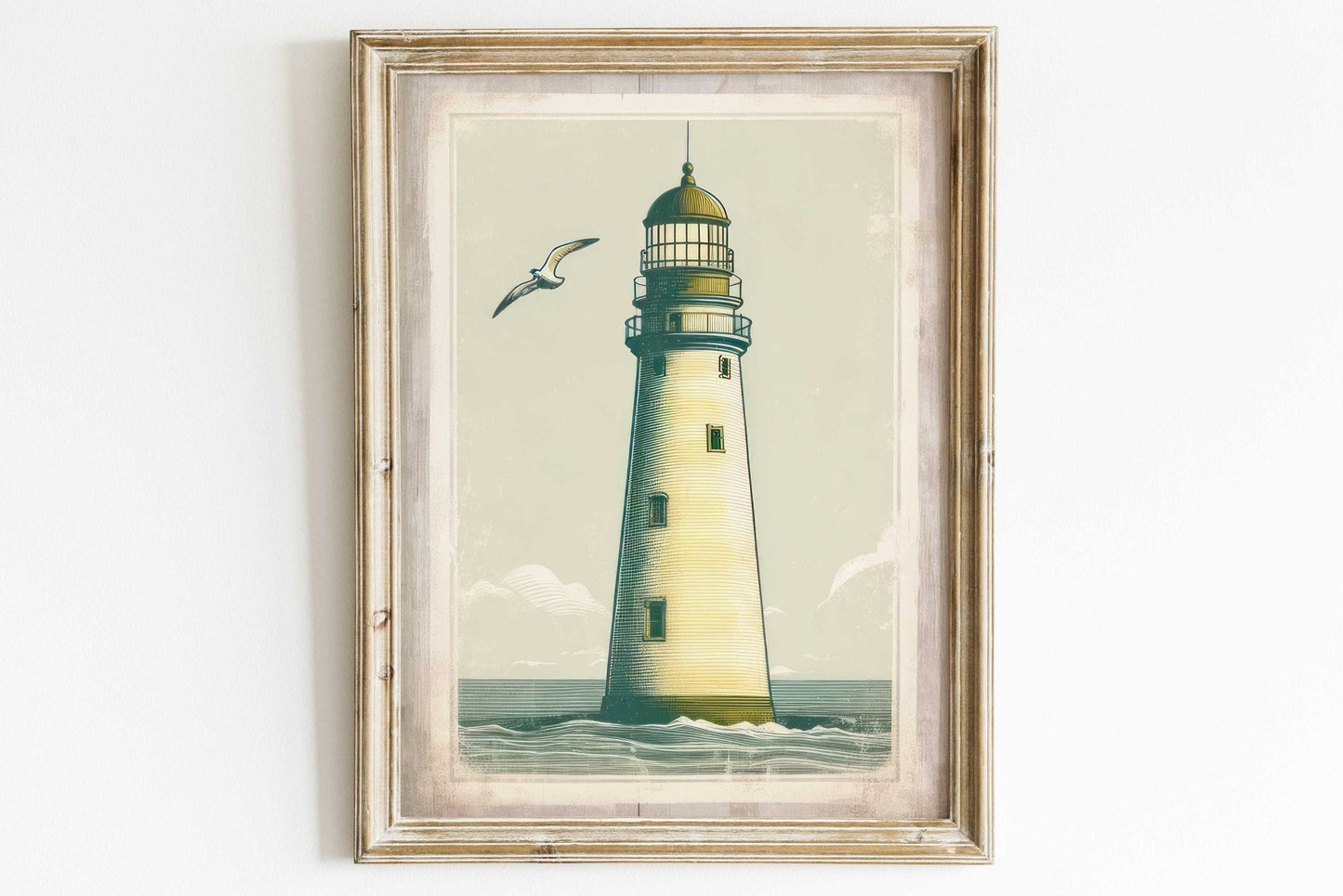 Nautical Nursery Decor, Vintage Coastal Art, Lighthouse Wall Print - WildfieldPrints