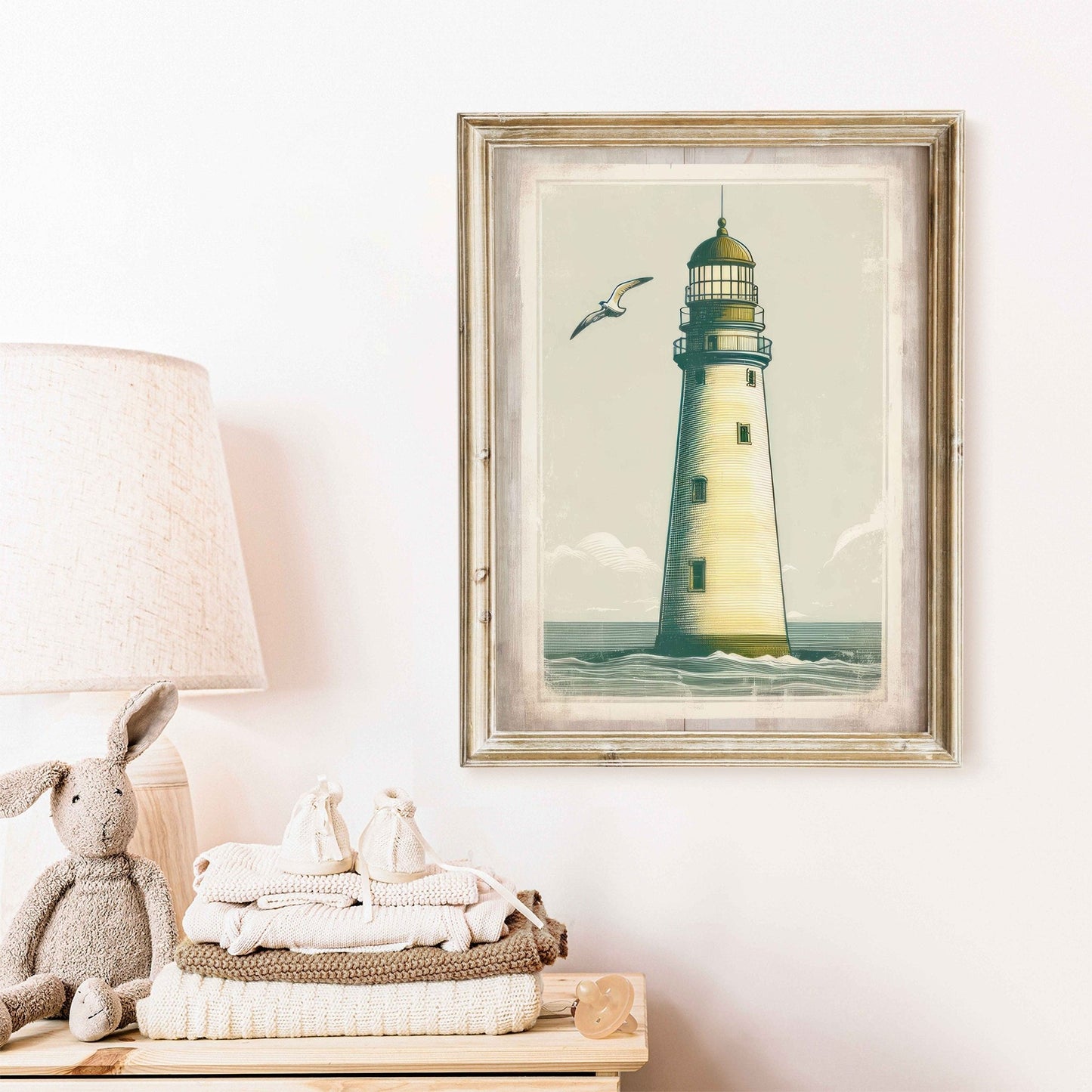 Nautical Nursery Decor, Vintage Coastal Art, Lighthouse Wall Print - WildfieldPrints