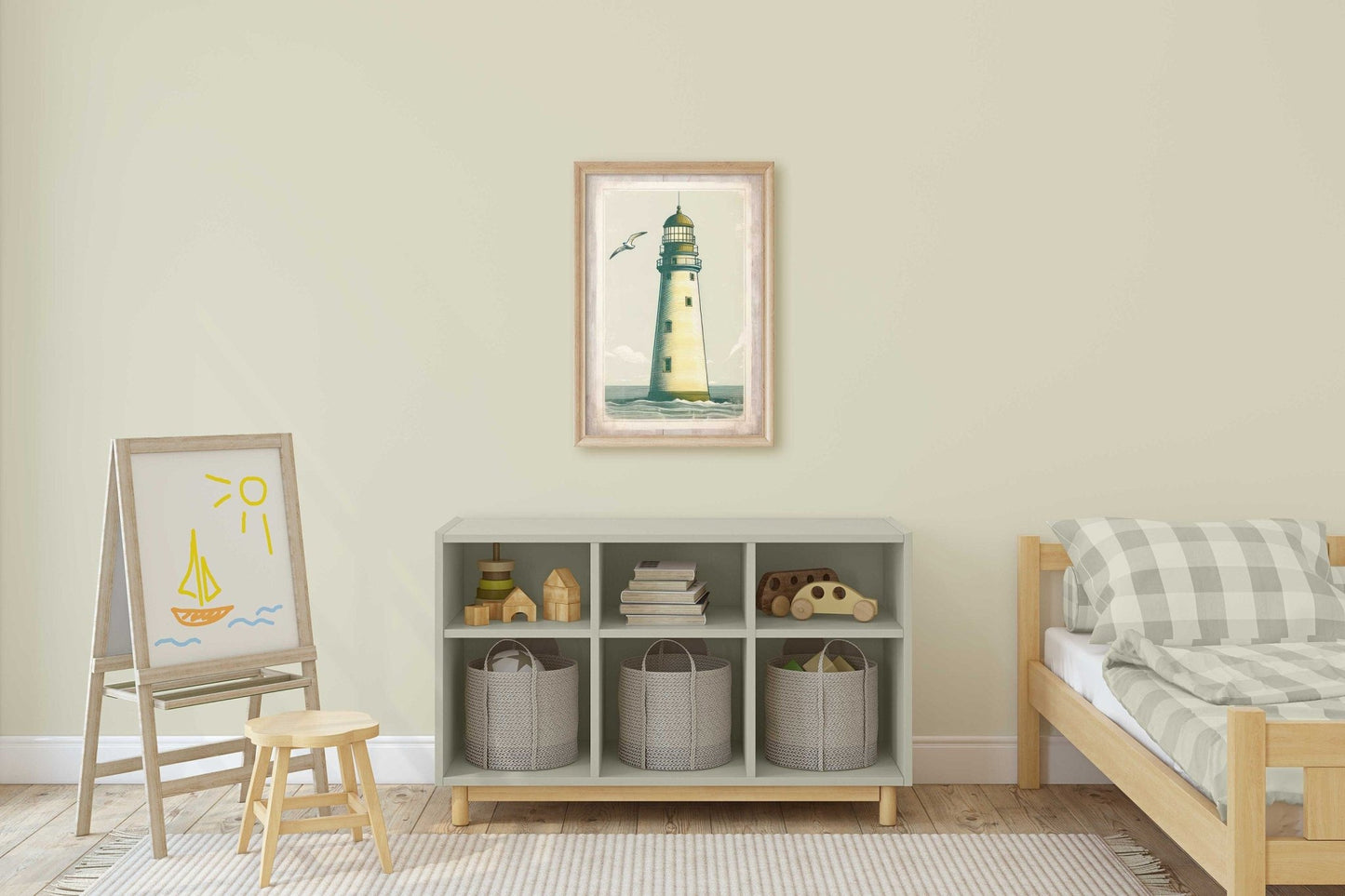 Nautical Nursery Decor, Vintage Coastal Art, Lighthouse Wall Print - WildfieldPrints