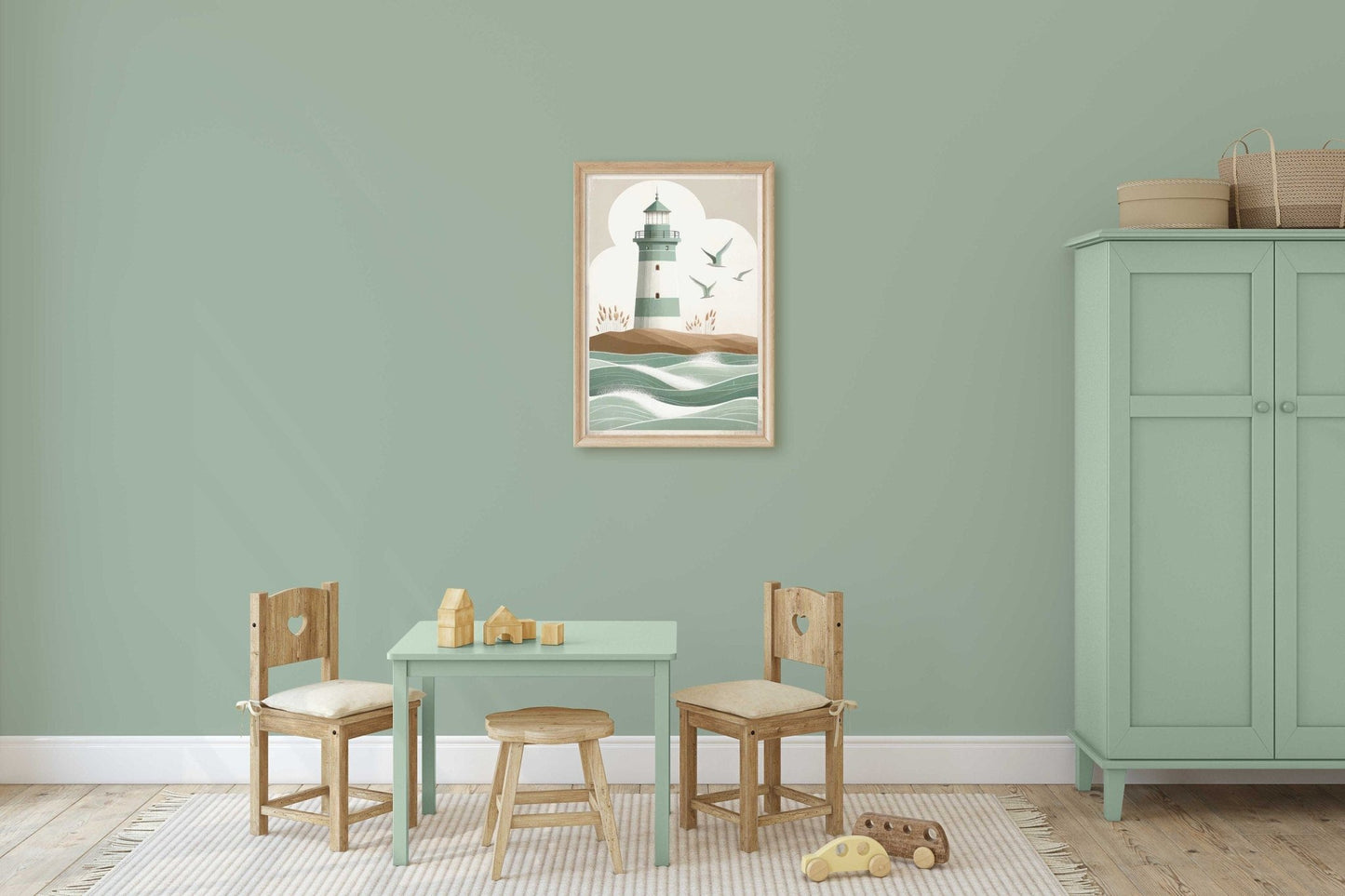 Nautical Nursery Decor, Vintage Coastal Art, Lighthouse Wall Print - WildfieldPrints