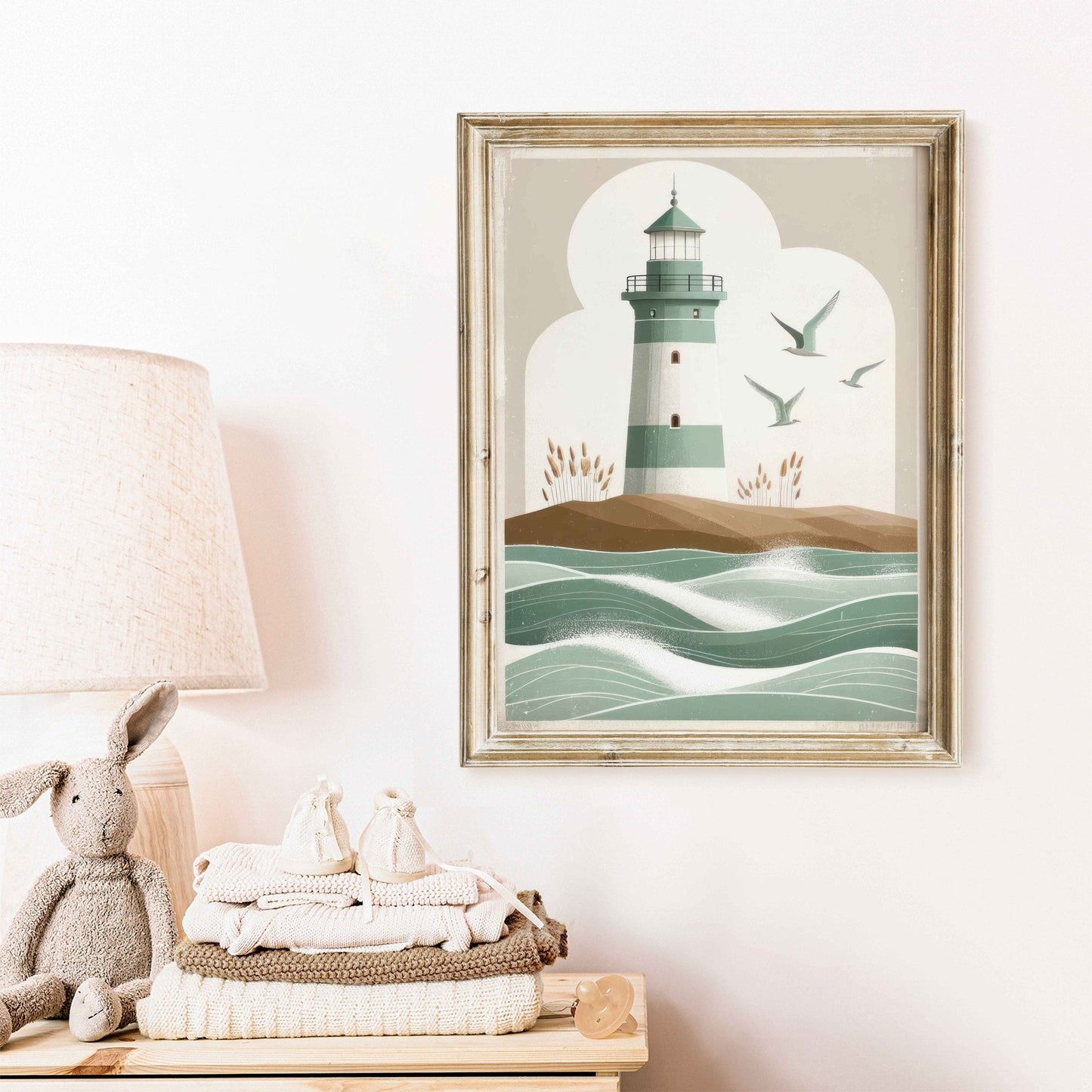 Nautical Nursery Decor, Vintage Coastal Art, Lighthouse Wall Print - WildfieldPrints