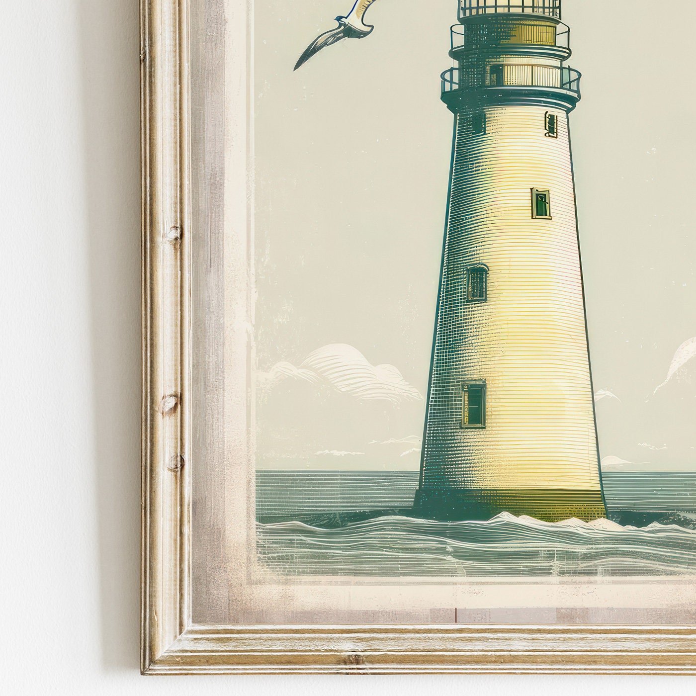 Nautical Nursery Decor, Vintage Coastal Art, Lighthouse Wall Print - WildfieldPrints