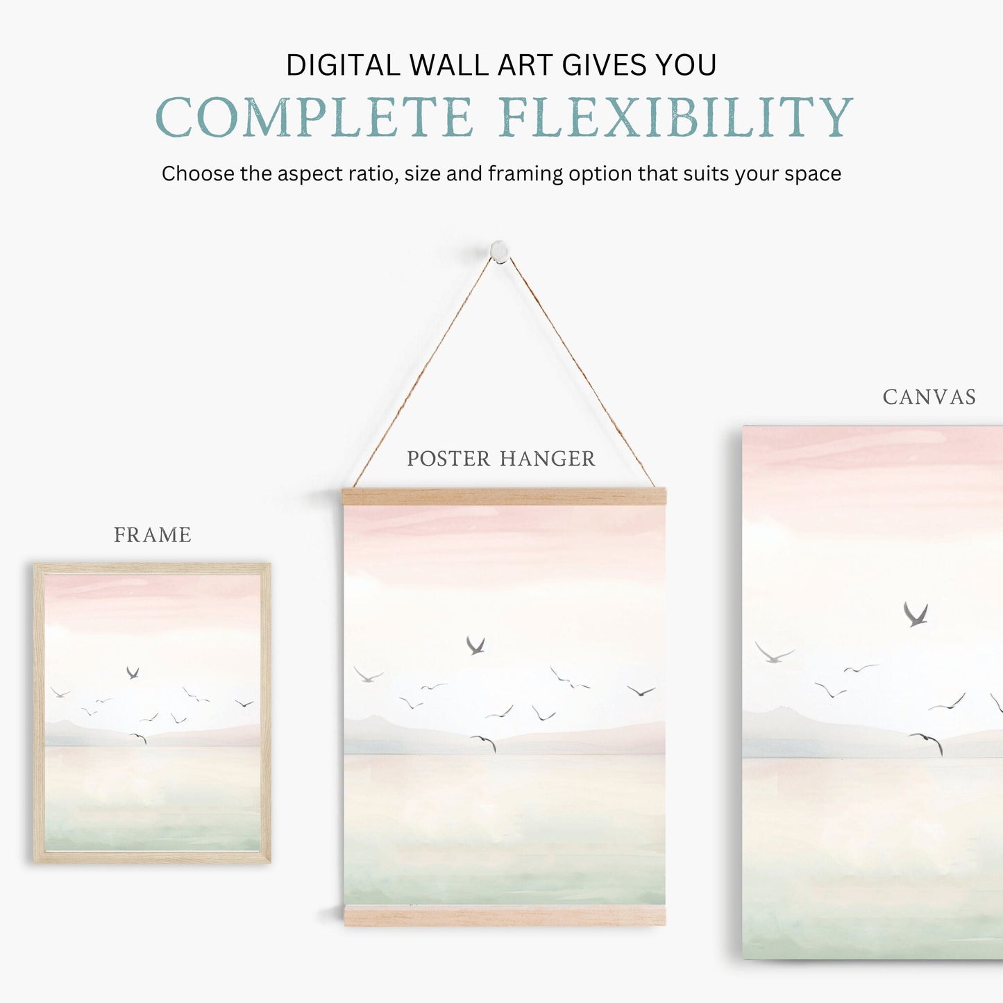 Nautical Sea Wall Art, Sailboat and Birds Decor, Watercolor Prints - WildfieldPrints