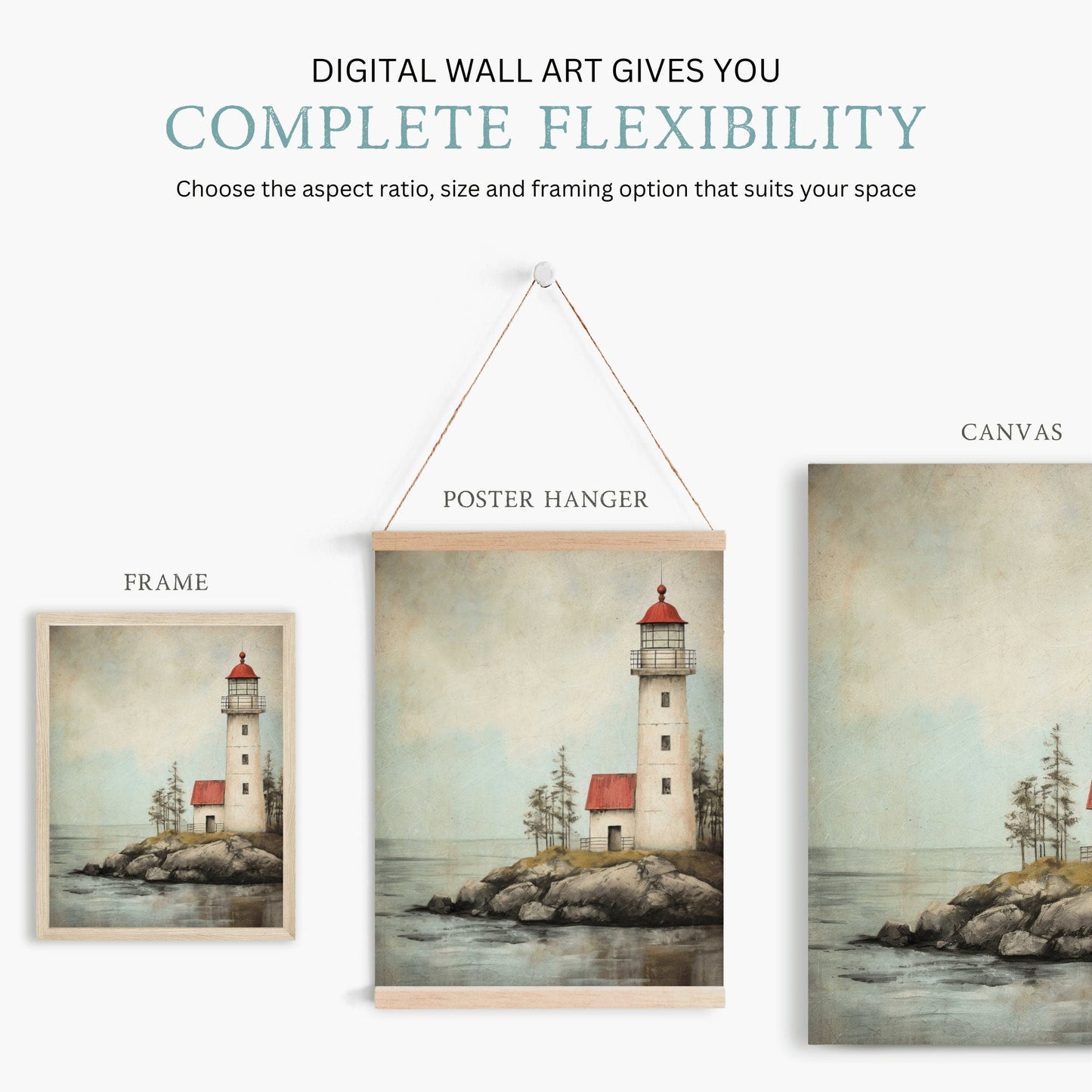 Nautical Wall Art, Lighthouse Print, Vintage Sea Decor - WildfieldPrints