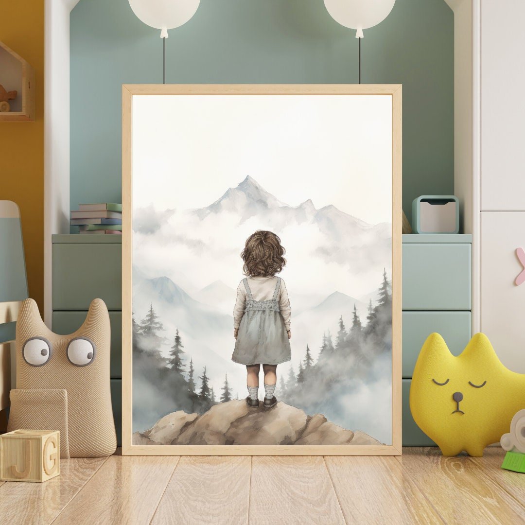Nursery Adventure Art, Girl's Mountain Decor, Toddler Room Wall Decor - WildfieldPrints