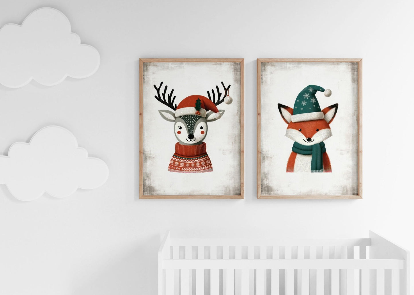 Nursery Animal Prints, Christmas Decor, Deer and Fox Wall Art - WildfieldPrints