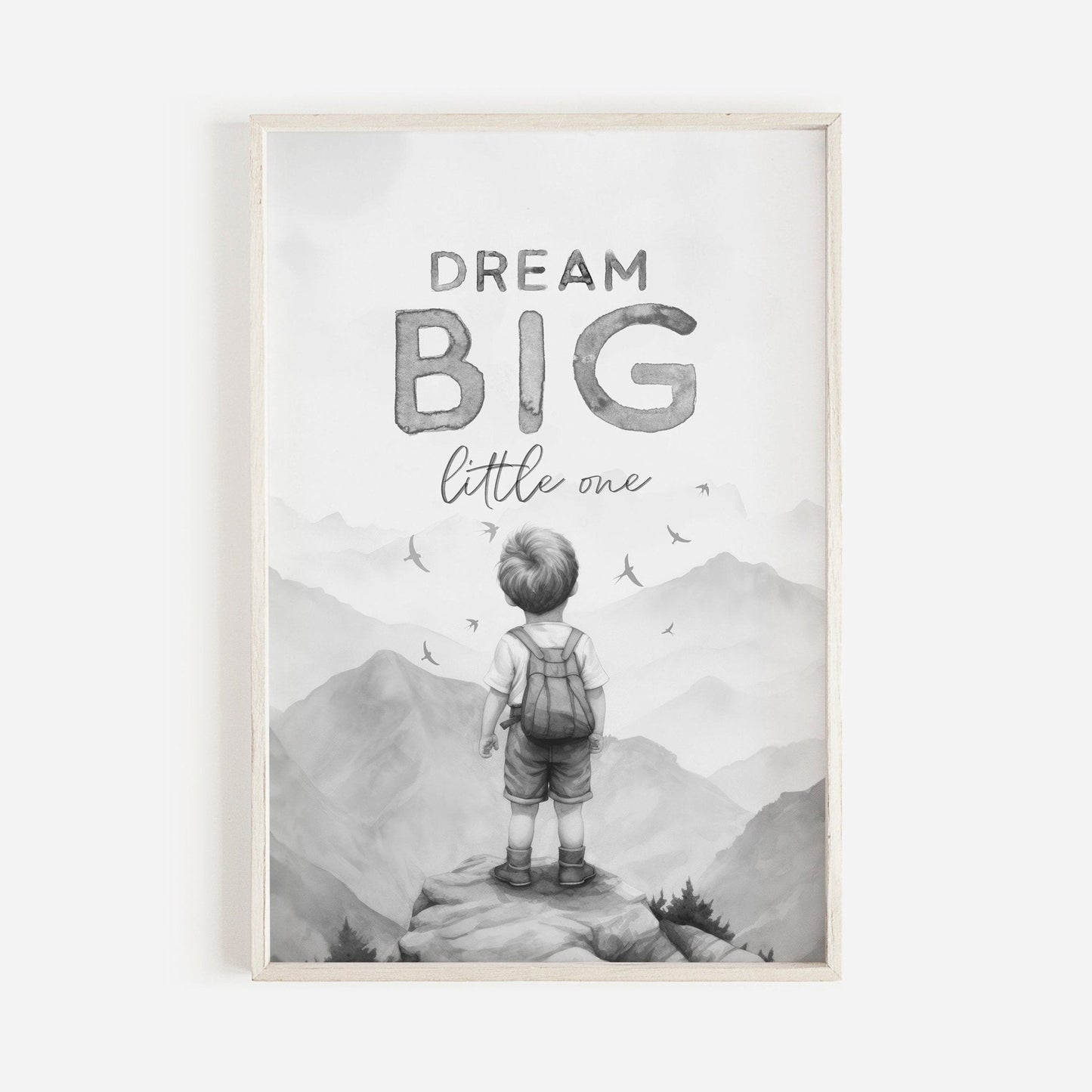 Nursery Quote Art, Dream Big Little One, Boys Adventure Decor, Vintage Wall Decor - WildfieldPrints