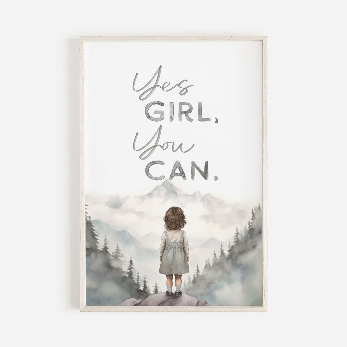 Nursery Quote Print, Yes Girl You Can, Adventure Wall Decor - WildfieldPrints