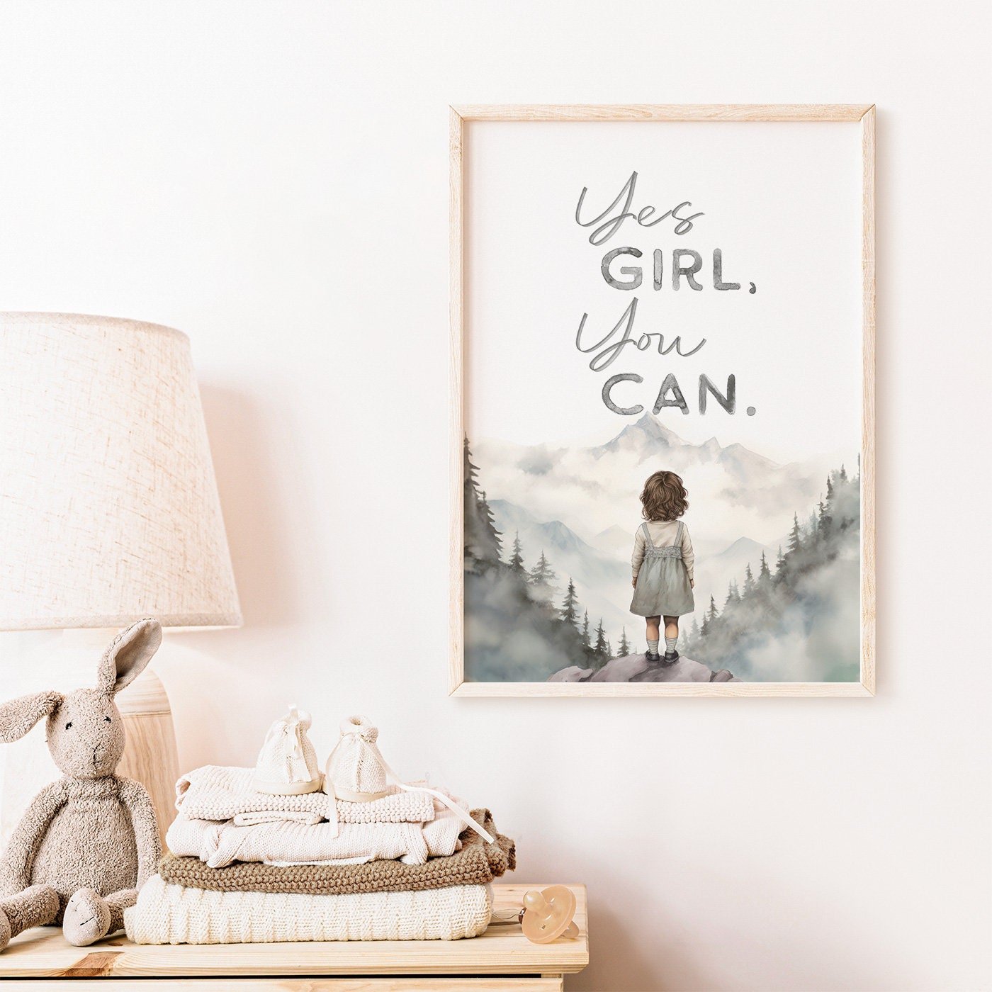 Nursery Quote Print, Yes Girl You Can, Adventure Wall Decor - WildfieldPrints