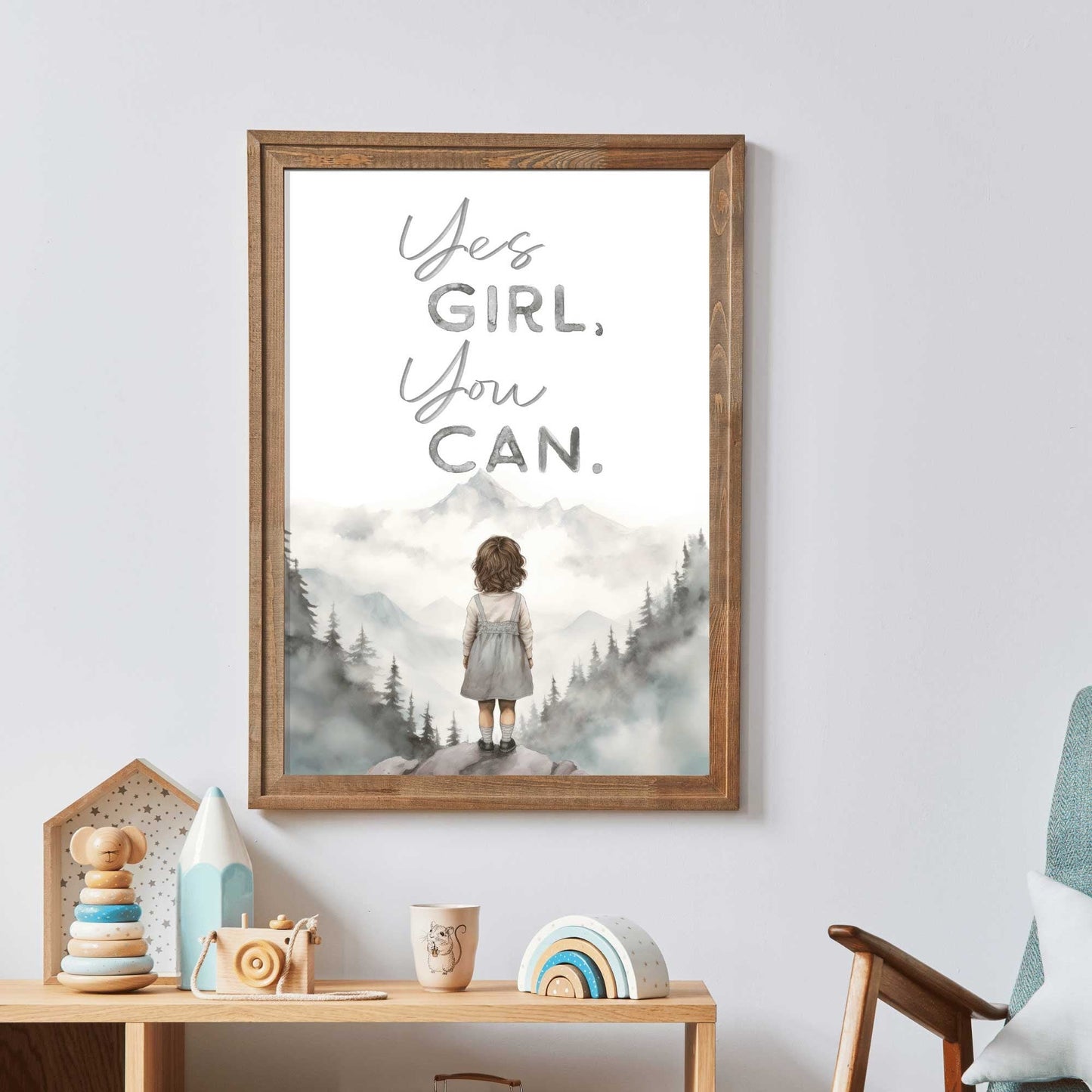 Nursery Quote Print, Yes Girl You Can, Adventure Wall Decor - WildfieldPrints