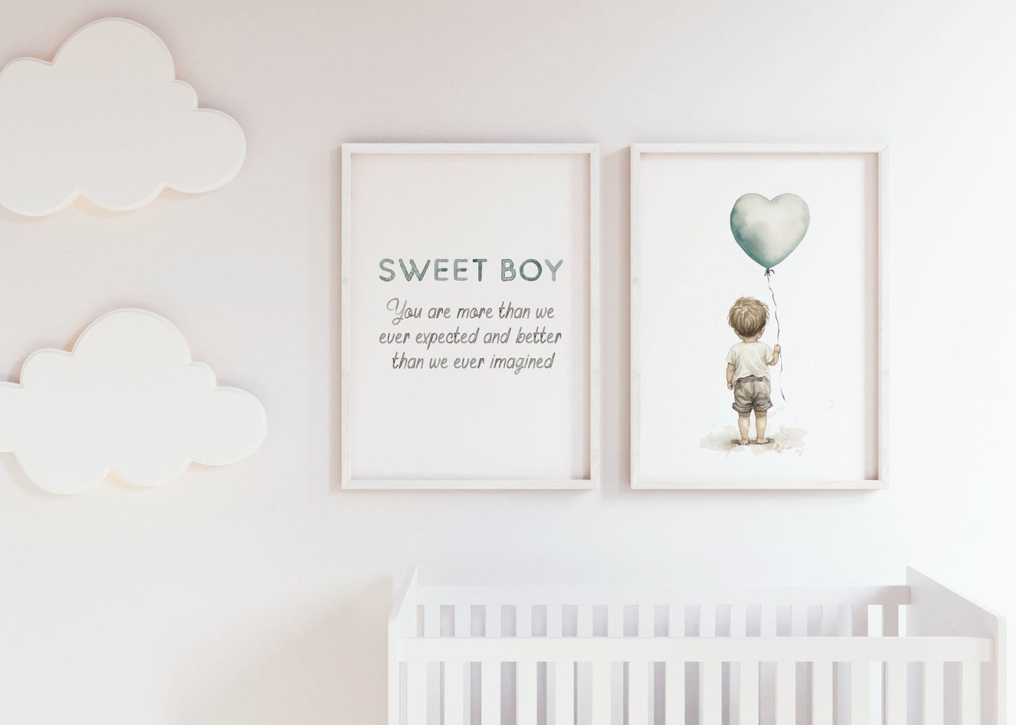 Nursery Quote Wall Art, Sweet Boy, You Are More Than We Ever Expected - WildfieldPrints