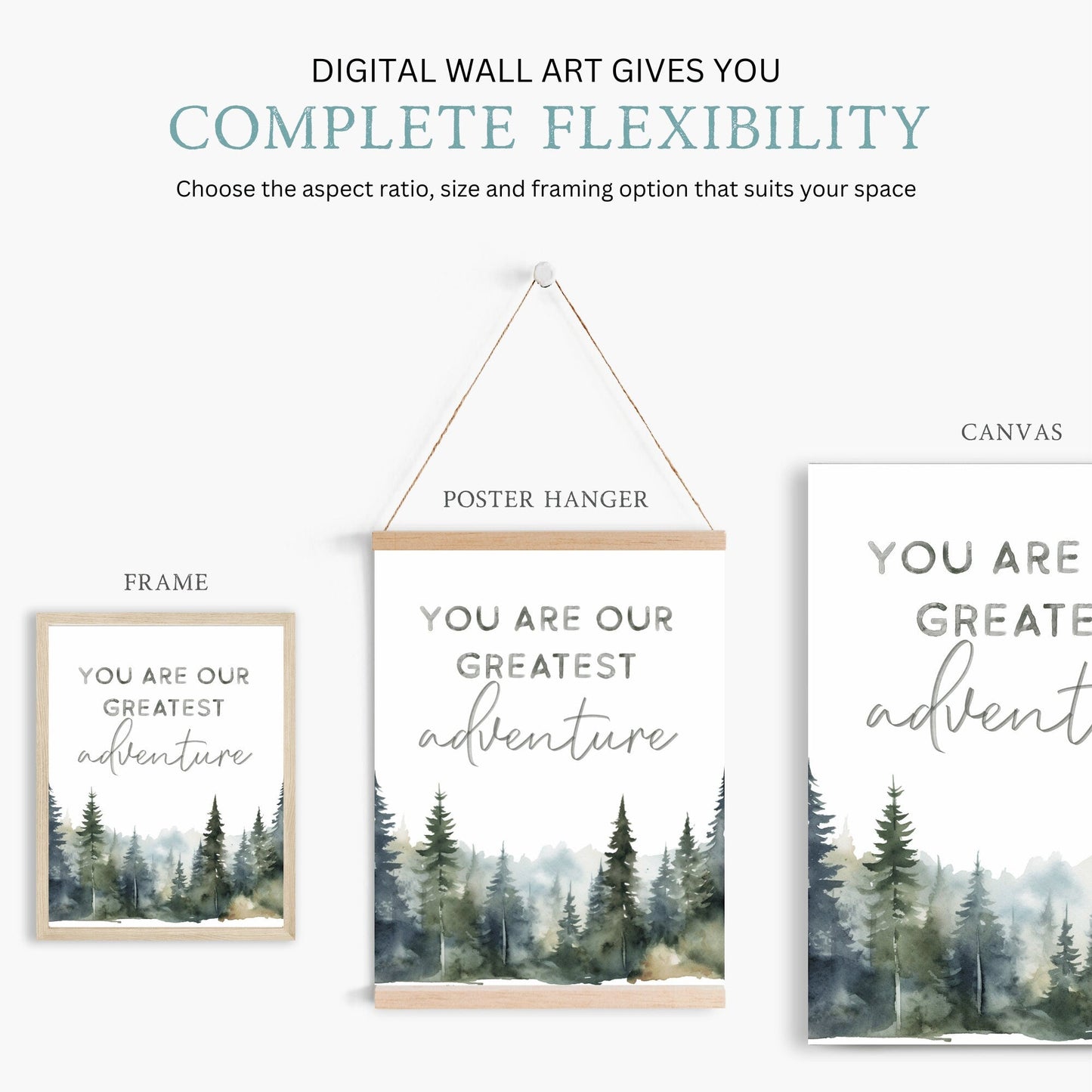 Nursery Quote Wall Art, Watercolor Print, You Are Our Greatest Adventure - WildfieldPrints