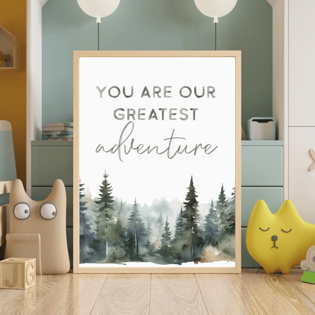 Nursery Quote Wall Art, Watercolor Print, You Are Our Greatest Adventure - WildfieldPrints
