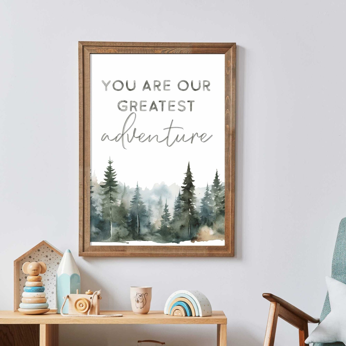 Nursery Quote Wall Art, Watercolor Print, You Are Our Greatest Adventure - WildfieldPrints