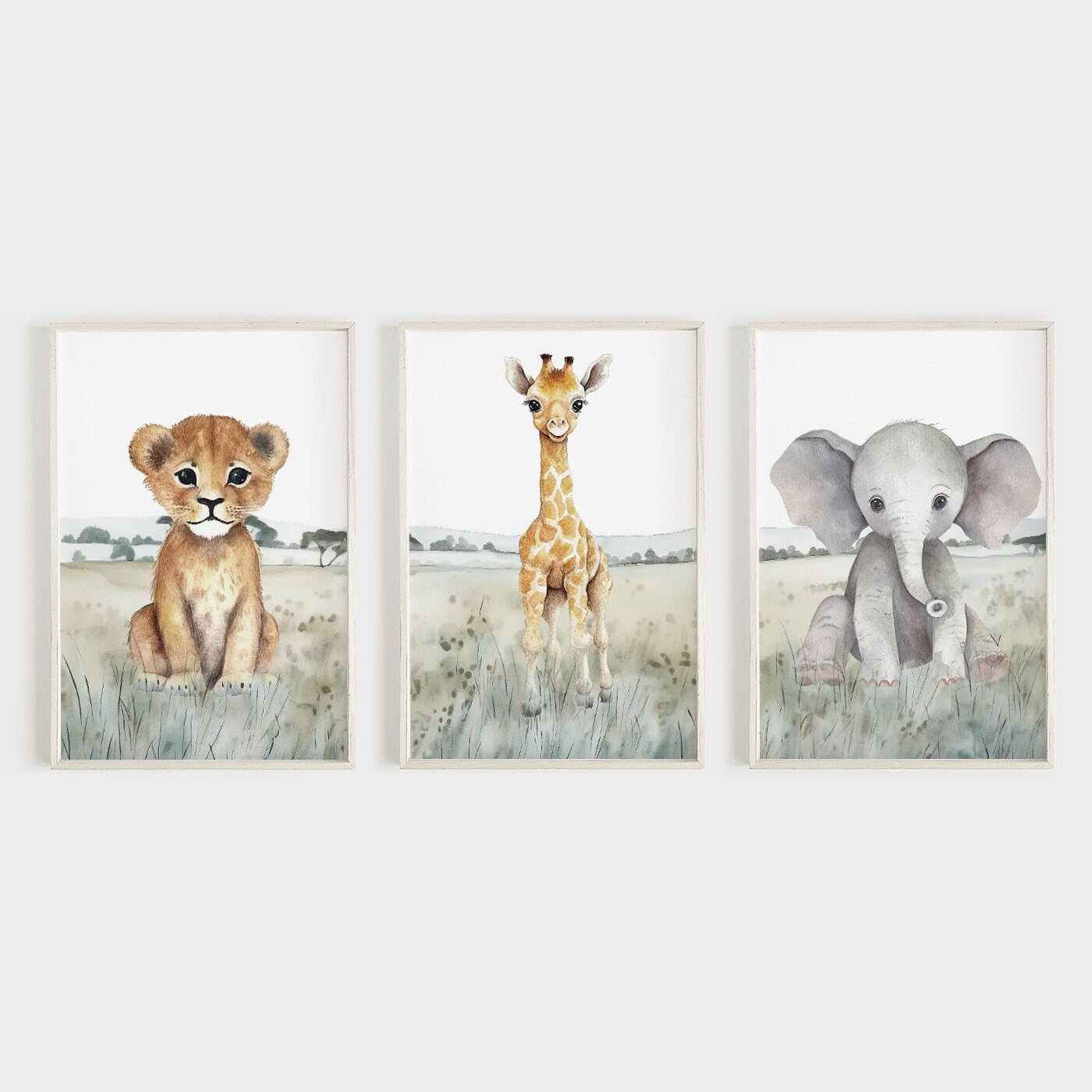 Nursery Safari Decor, African Animal Wall Art for Kids Room, Gender Neutral - WildfieldPrints