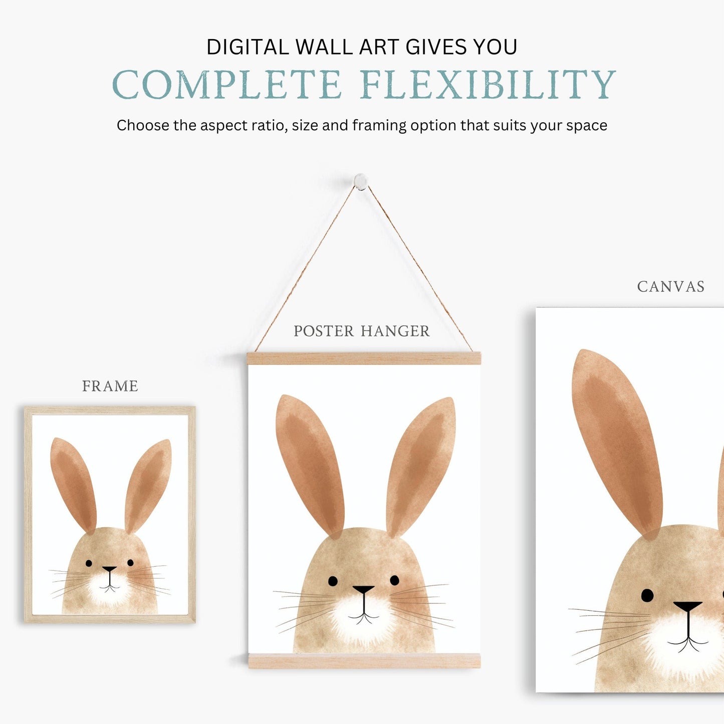 Nursery Wall Art Prints, Watercolor Animal Portraits, Bear, Bunny, Fox - WildfieldPrints