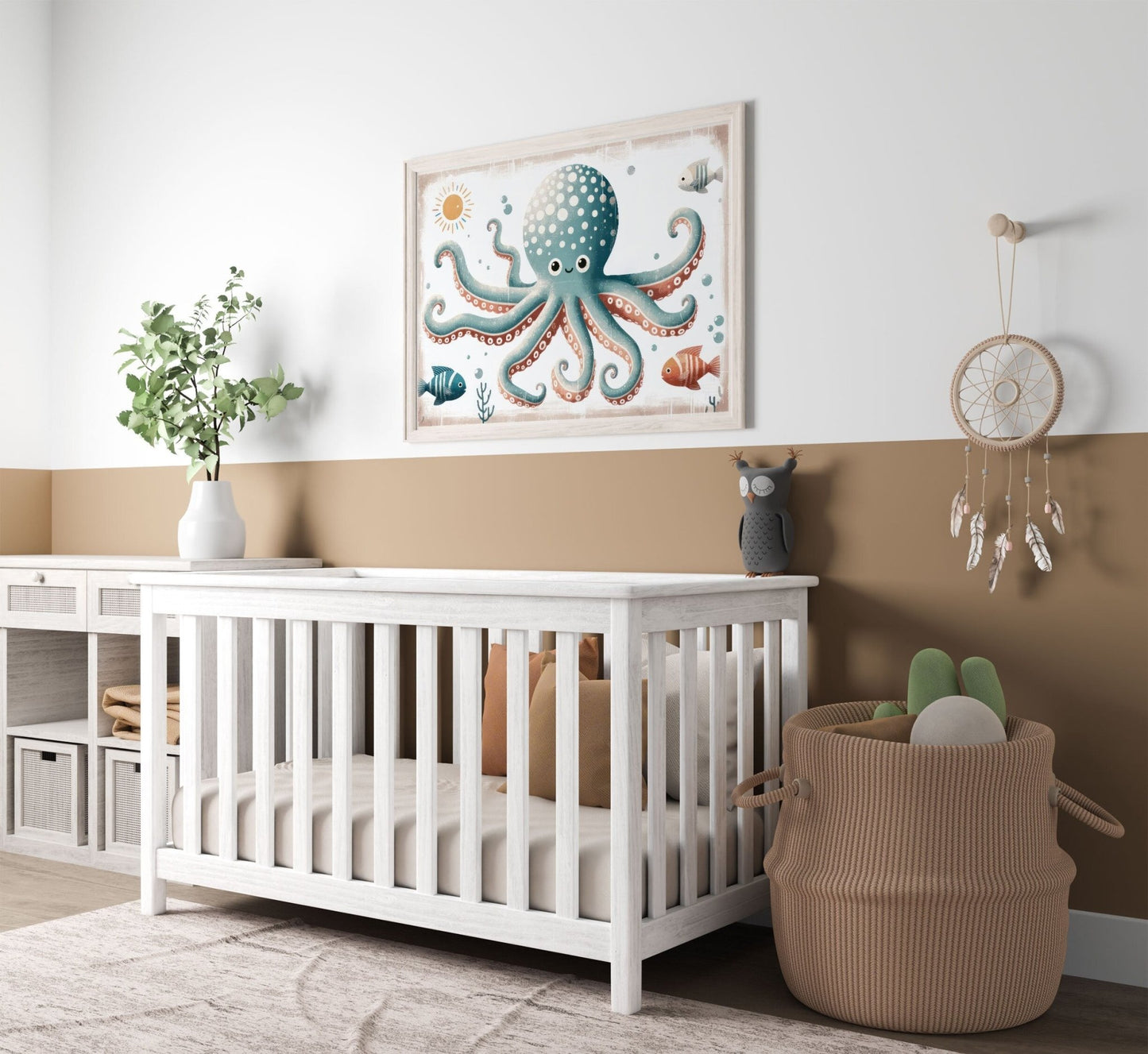 Octopus Nursery Print, Ocean Theme Decor, Kids Wall Art - WildfieldPrints