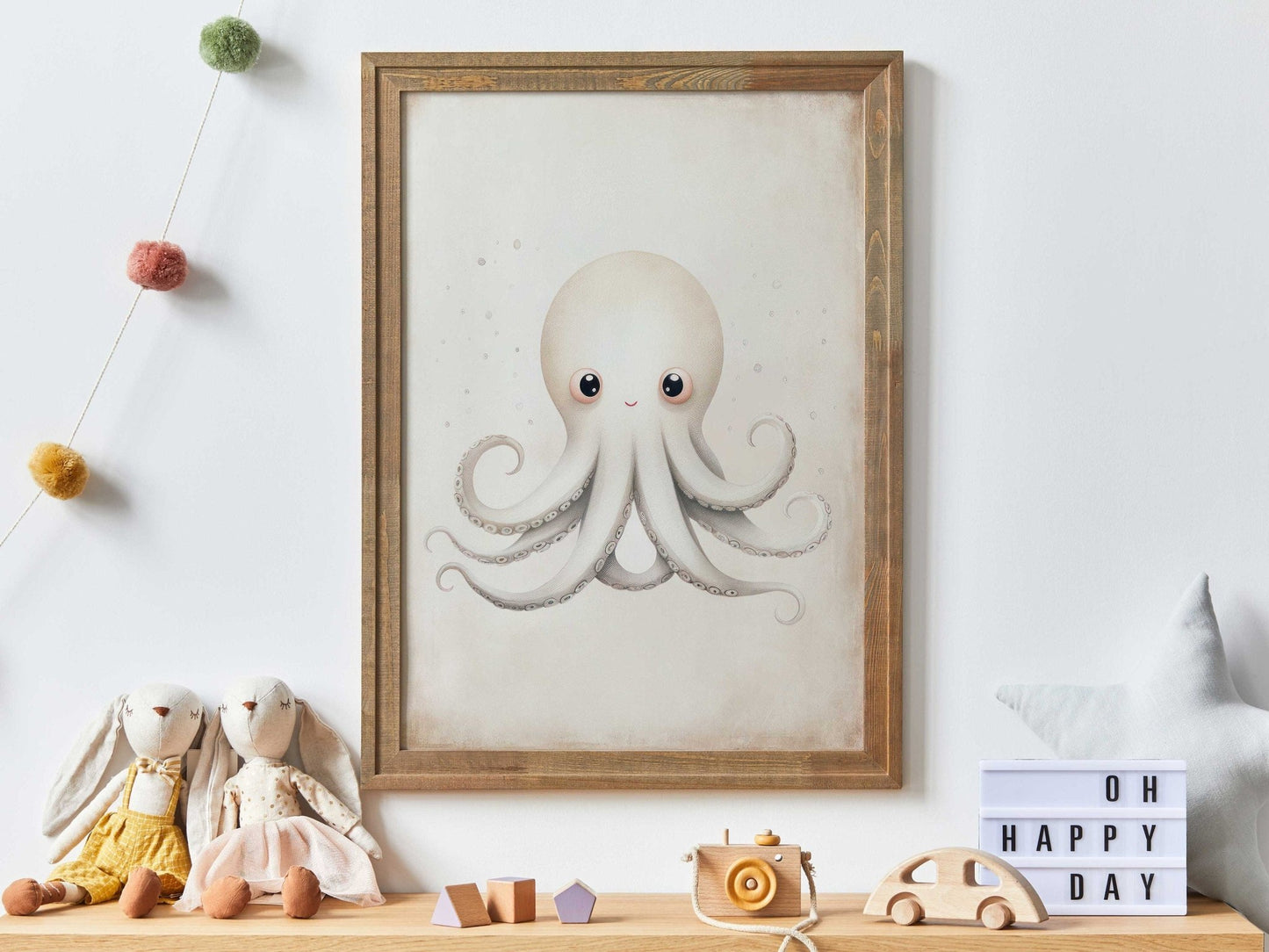 Octopus Nursery Print, Ocean Theme Decor, Sea Animal Wall Decor - WildfieldPrints