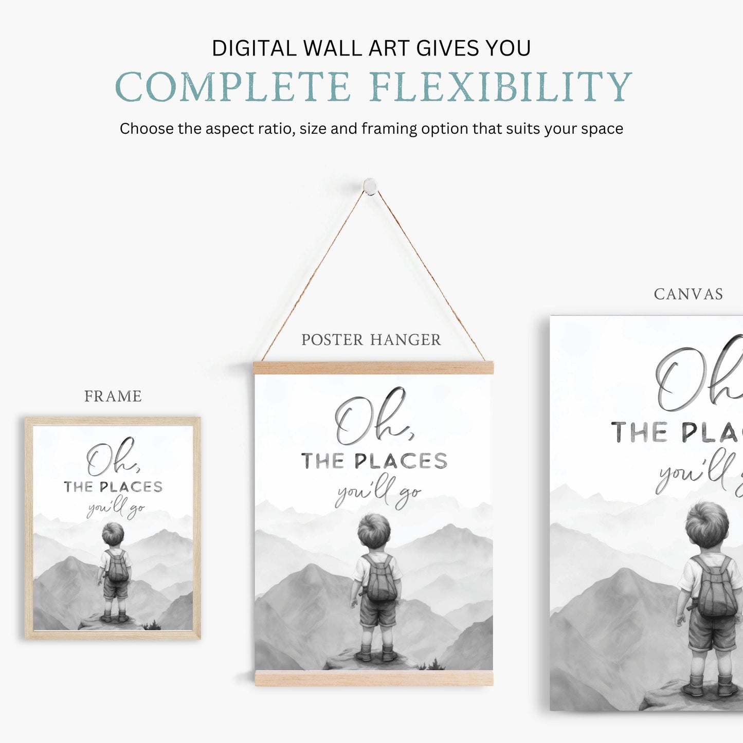 Oh The Places You'll Go, Nursery Quote Art, Adventure Wall Decor, Nature Inspired - WildfieldPrints