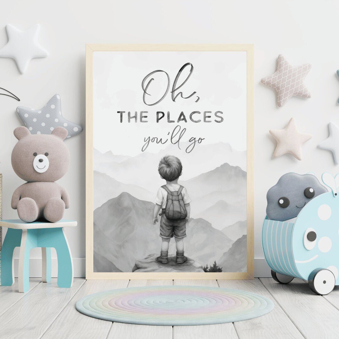 Oh The Places You'll Go, Nursery Quote Art, Adventure Wall Decor, Nature Inspired - WildfieldPrints